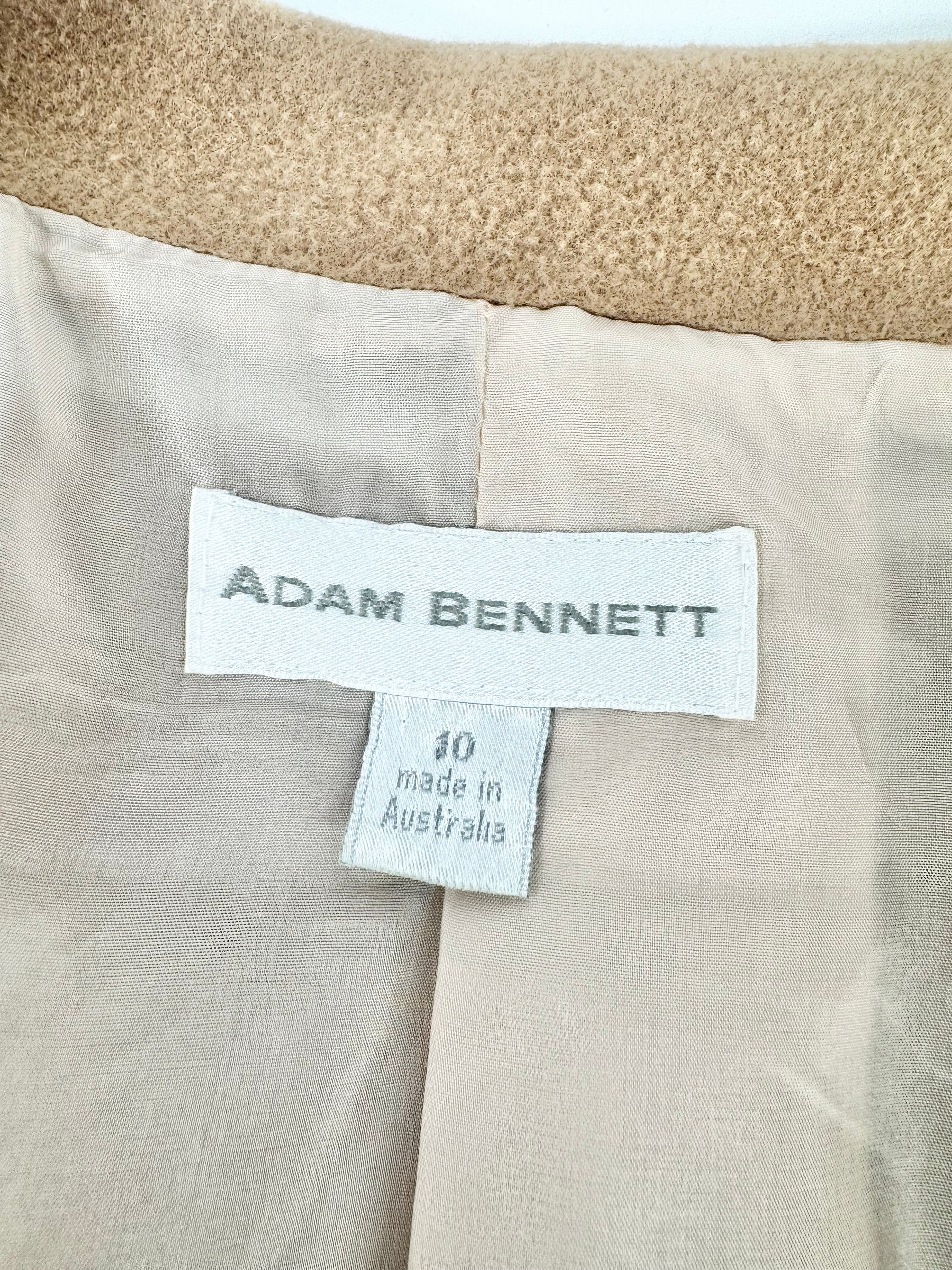 MFW Adam Bennett Fawn Wool & Cashmere Blend Double Breasted Trench Coat - AU10