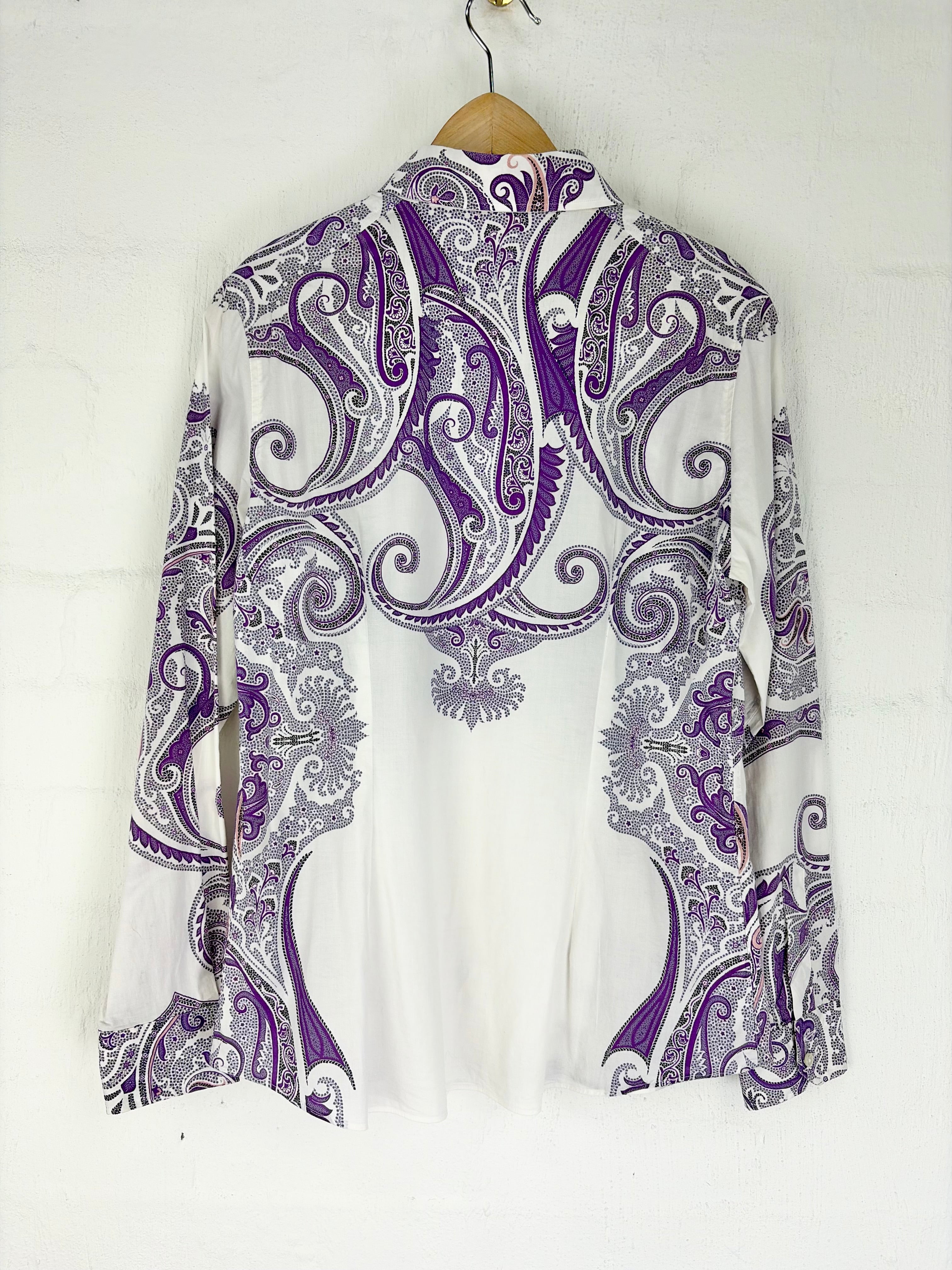 Etro White & Violet Paisley Pattern Shirt - 48