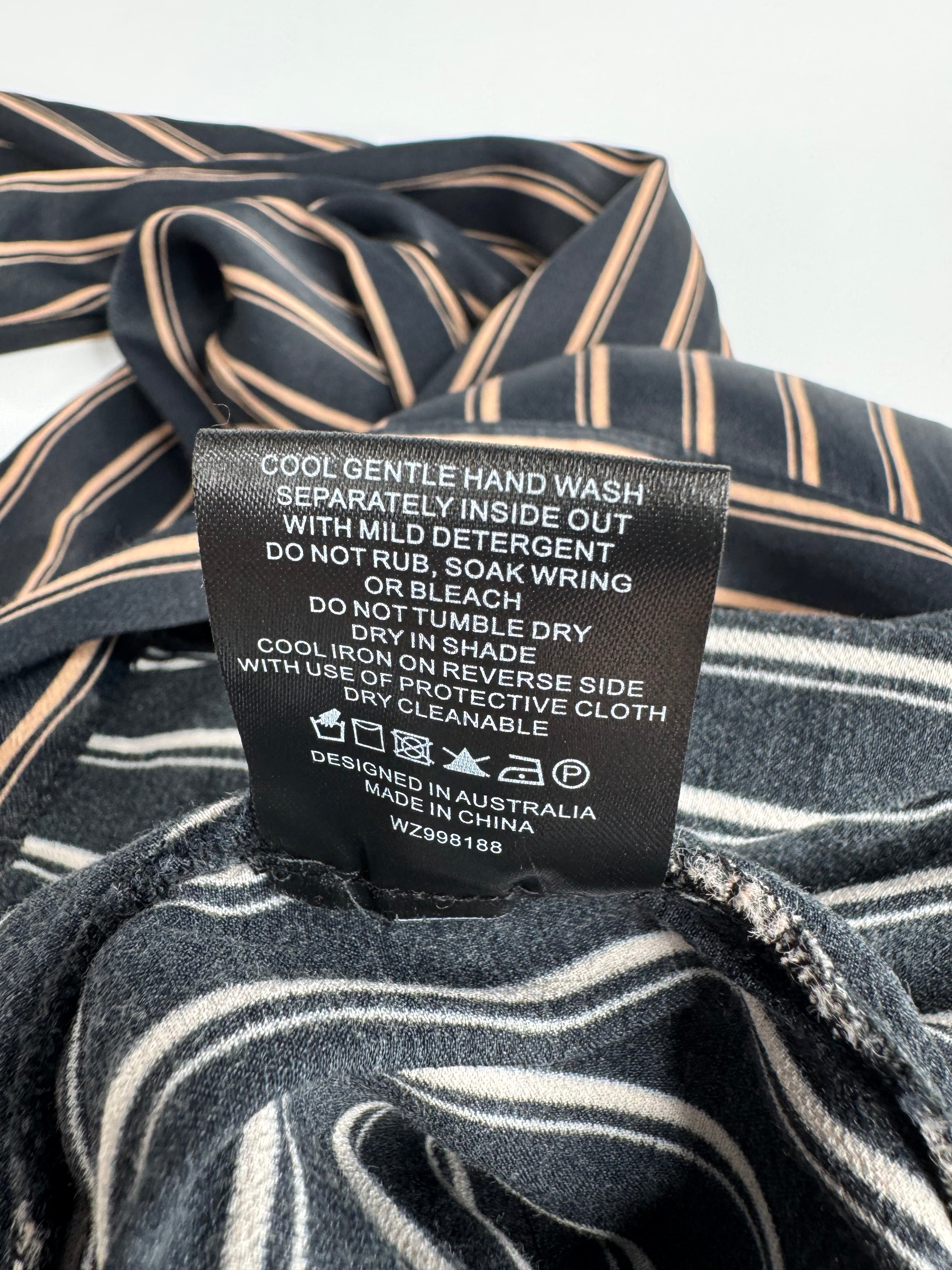 Husk Black & Caramel Striped Silky Slacks - AU8