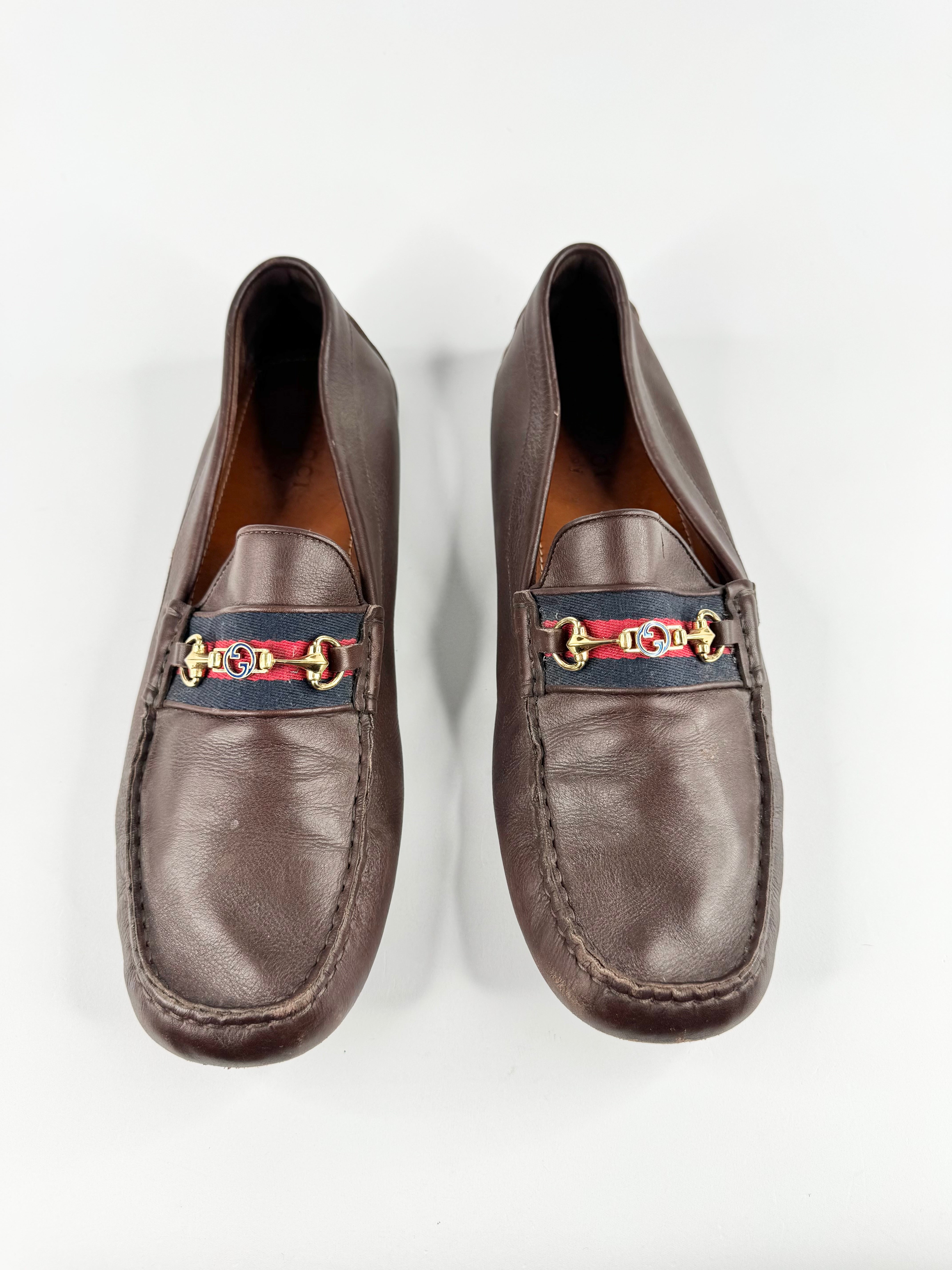 Gucci Brown Leather Driver Loafer with Horsebit - EU47