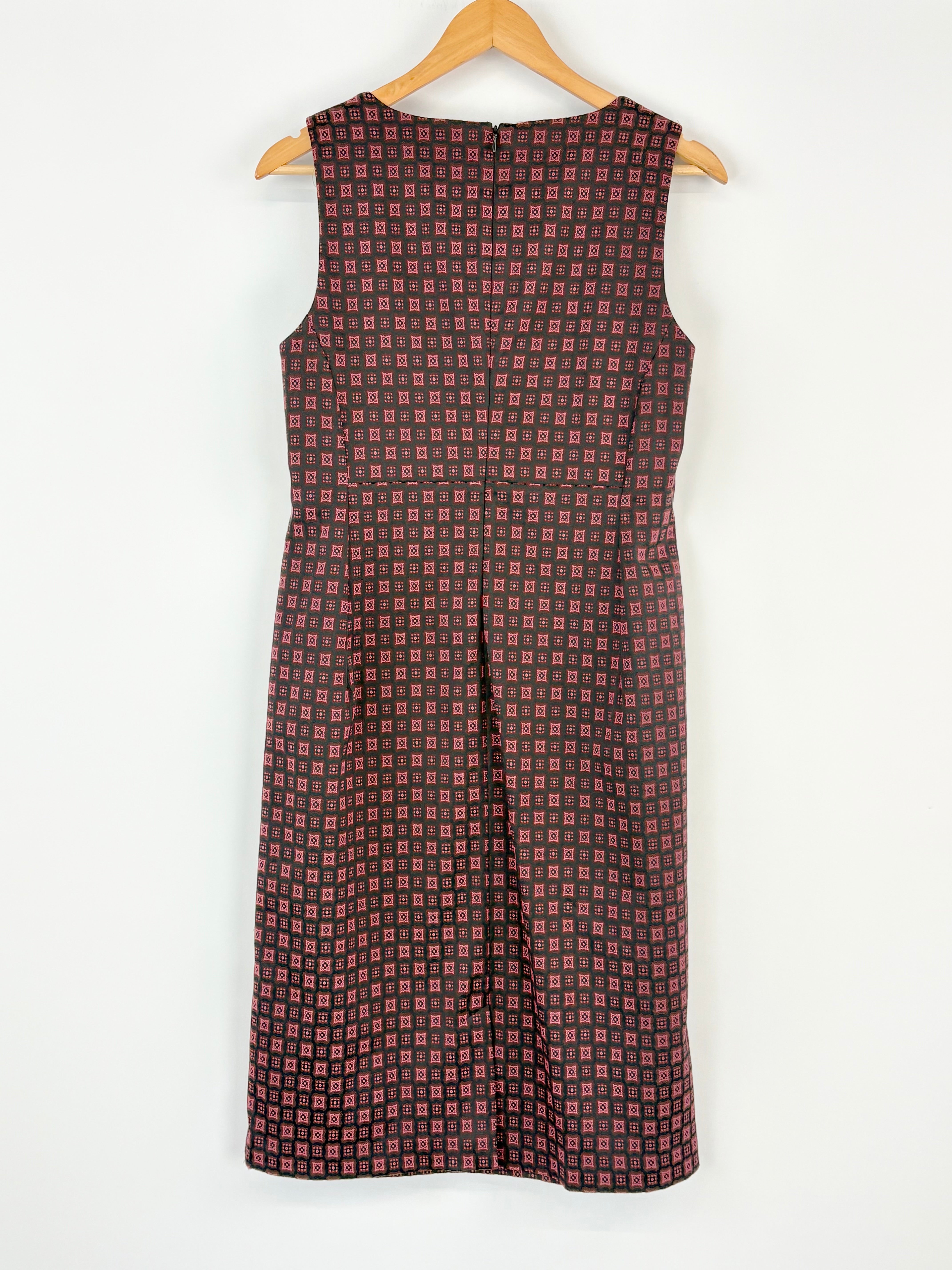 Anna Thomas Maroon Patterned Sleeveless Midi Dress - AU14