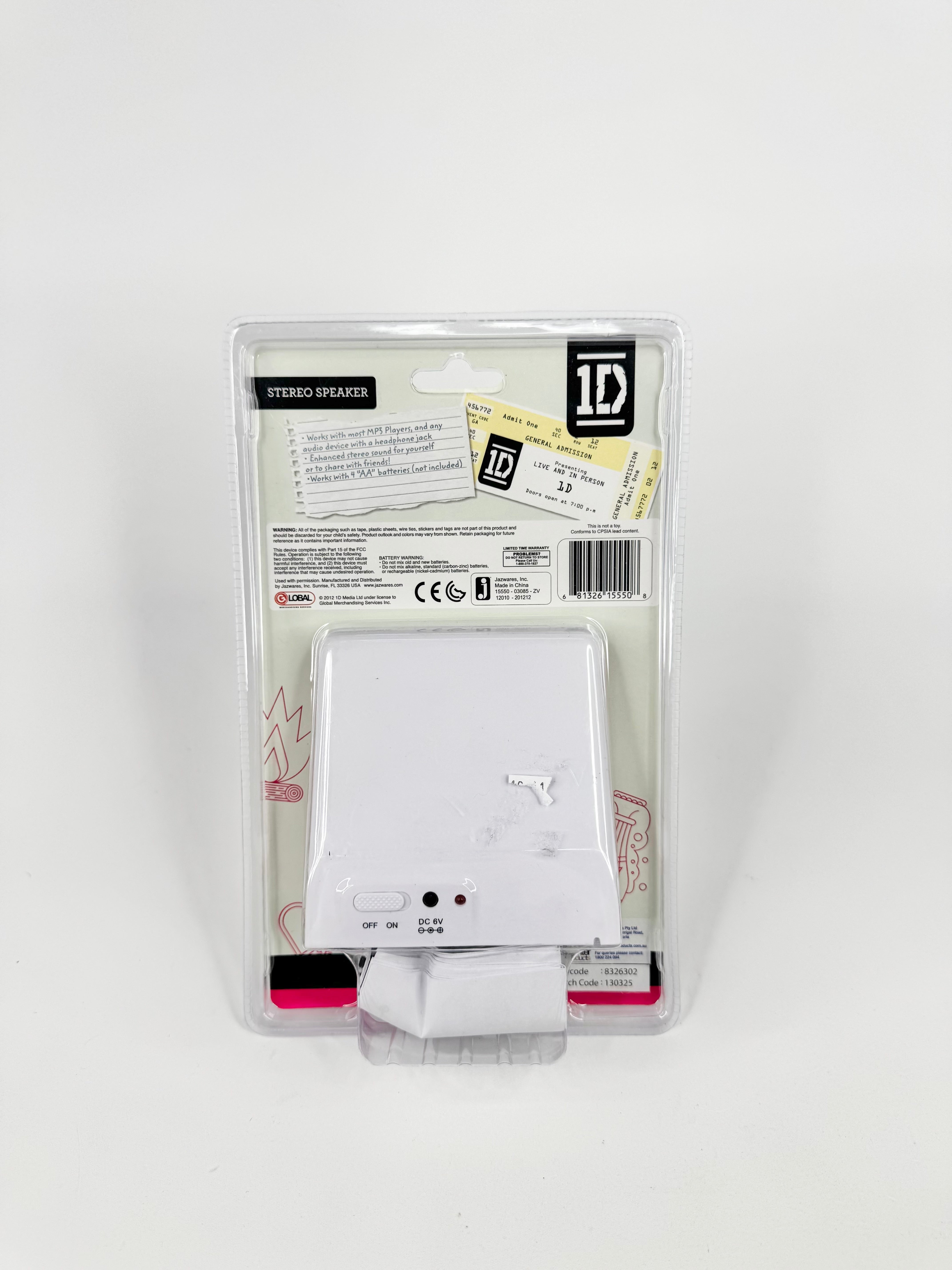 One Direction Novelty Stereo Speaker NWT