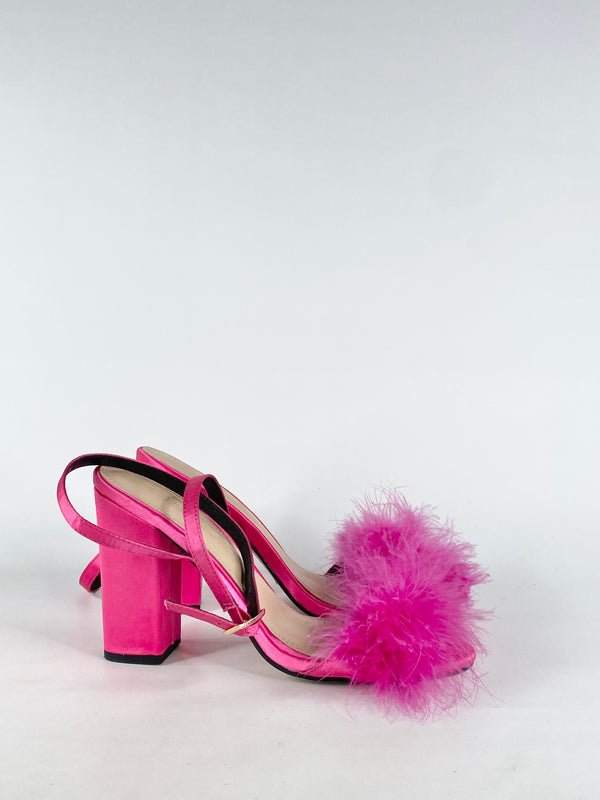 Savida Pink Pom Pom Block Heels - EU39.5