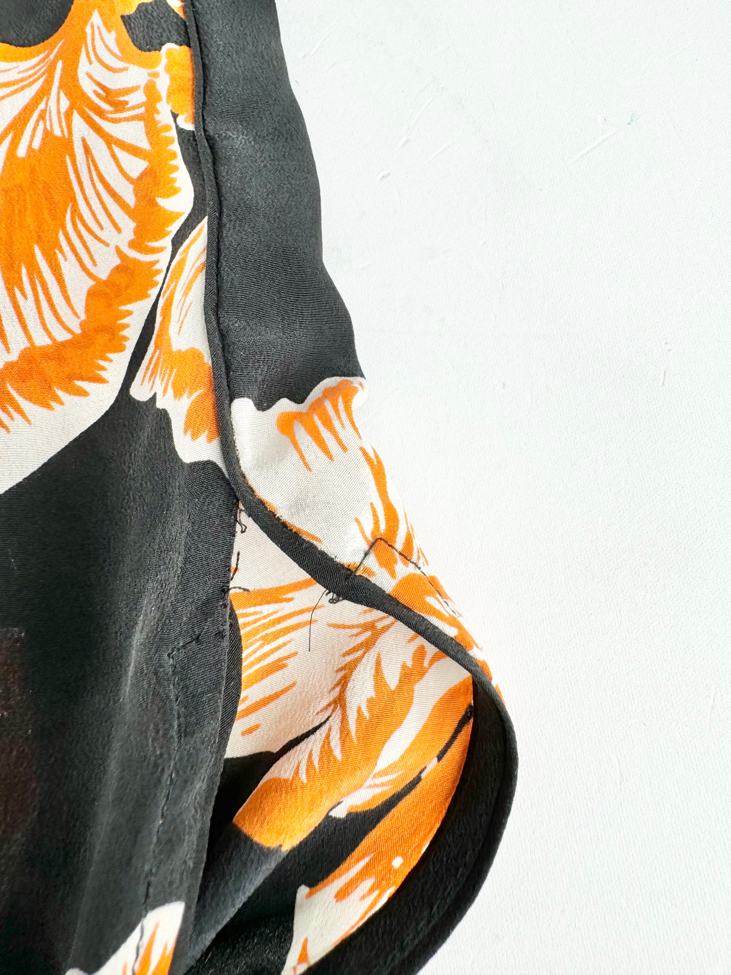 Ganni 'Geroux' Black & Orange Silk Slip - AU8