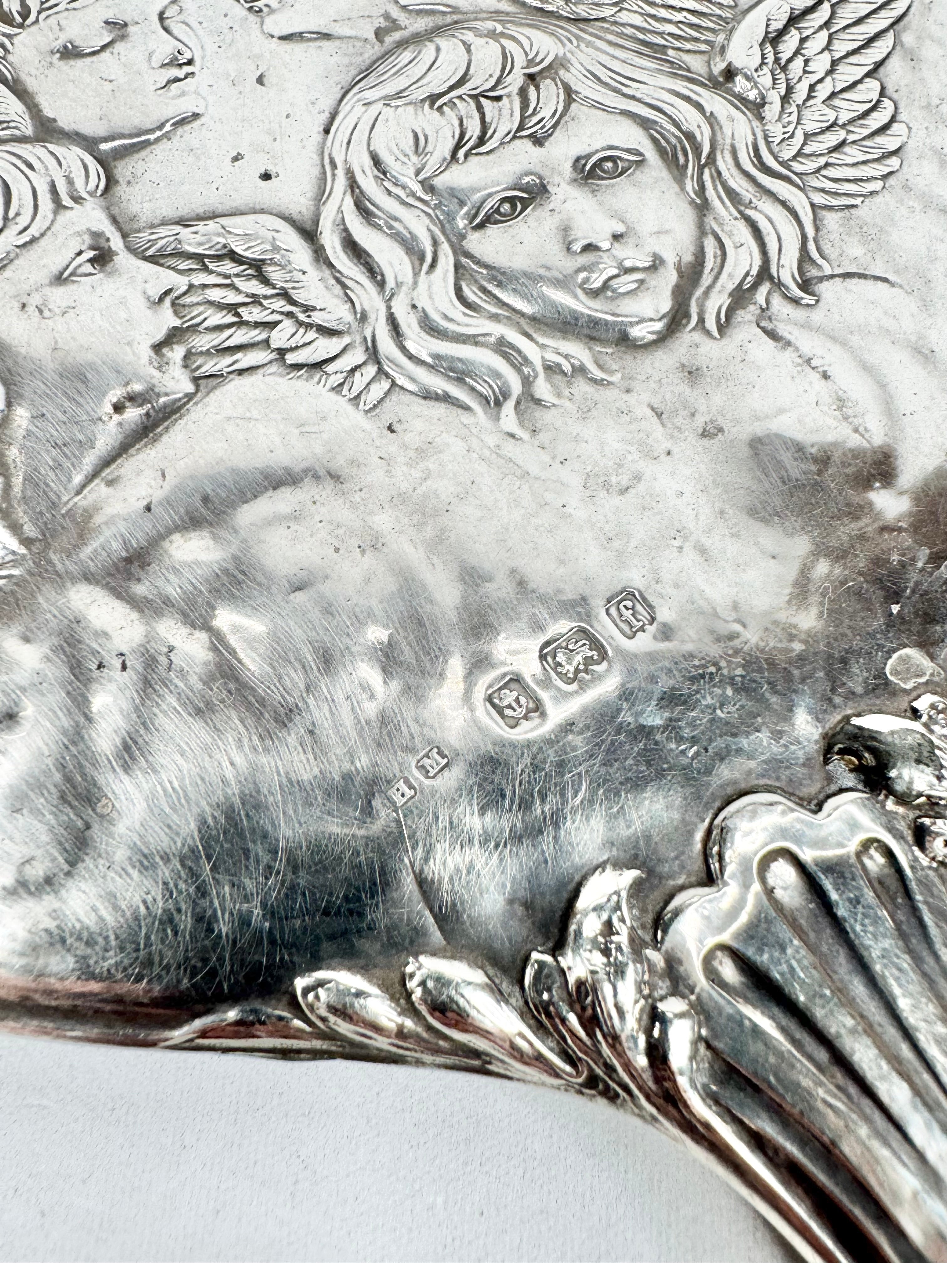 Antique 1900s Henry Mathews Handheld Silver Mirror