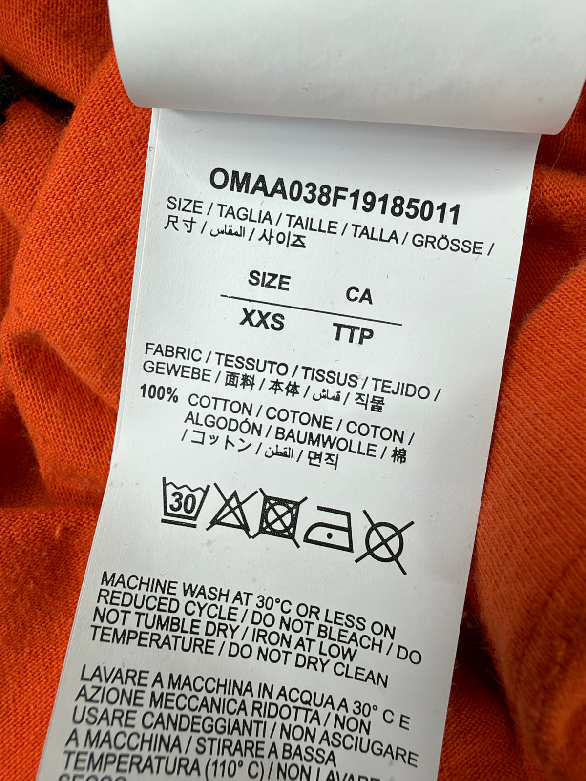 Off-White Tangerine Abstract Arrows Cotton T-Shirt - XXS