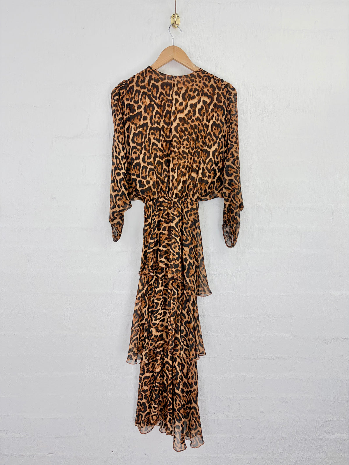 La Strada Tiered Leopard Print Silk Blend Maxi Dress - AU12/14