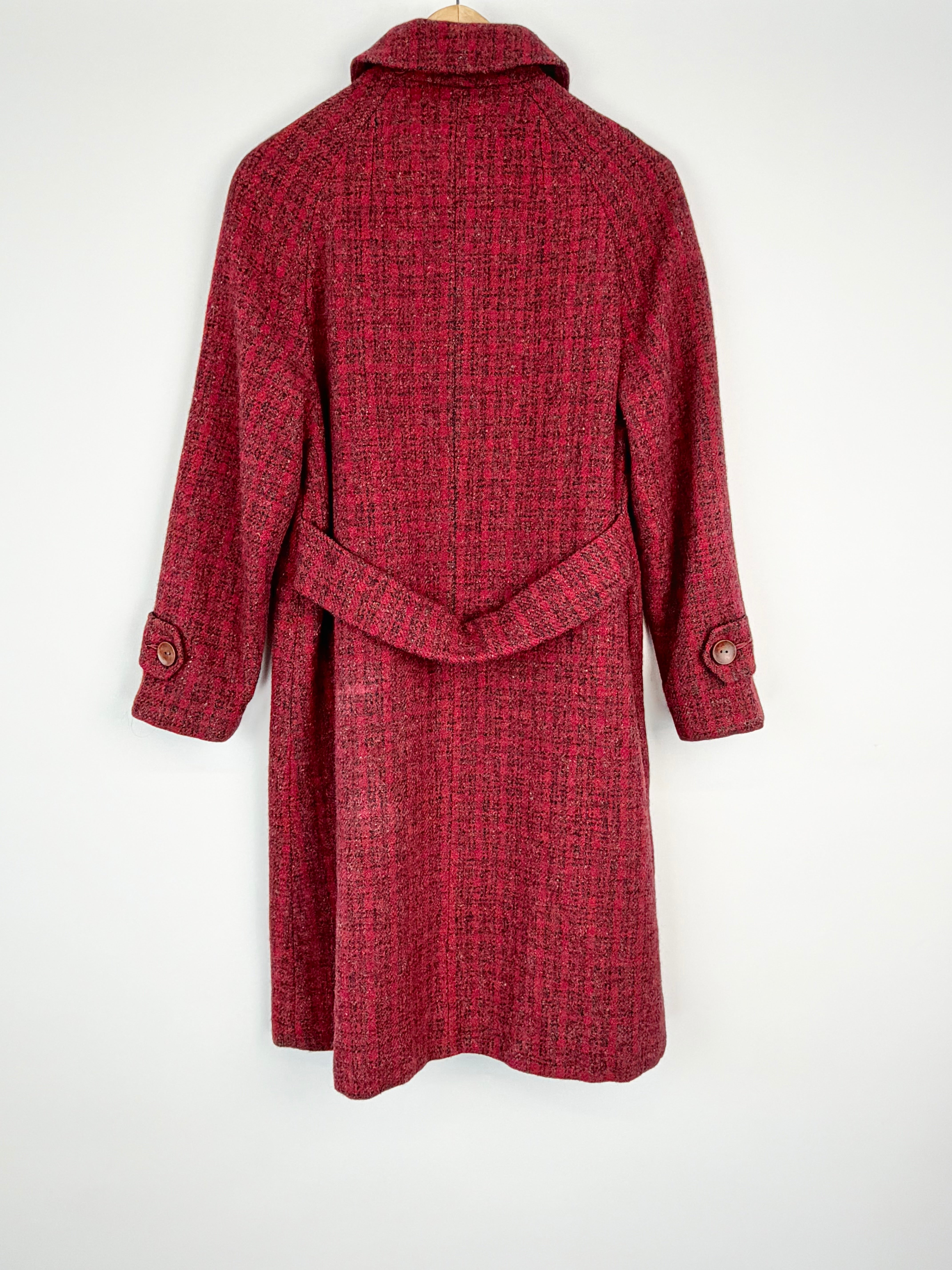 Vintage Harris Tweed Red Plaid Pattern Scottish Wool Coat - AU10