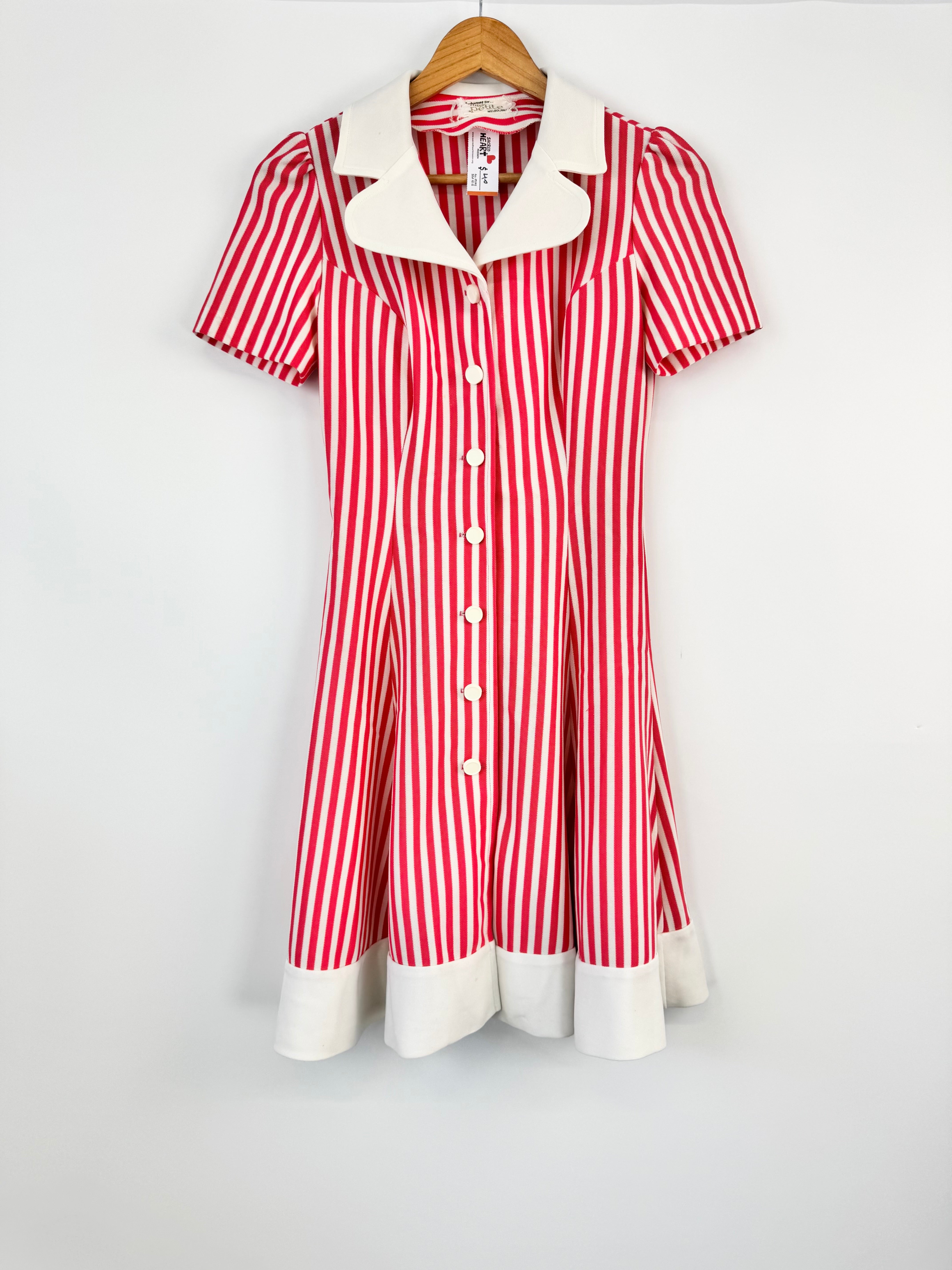 Vintage Miss Petite 50s Candy Stripe Midi Dress - AU8