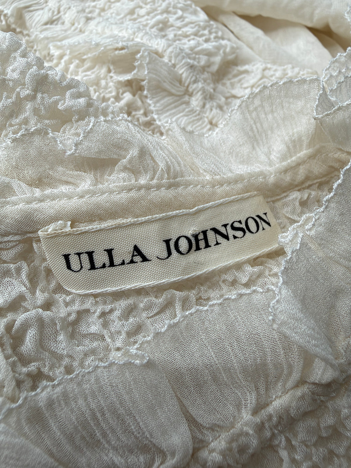 Ulla Johnson Ruffled Texture Puff Sleeve Silk Blouse - AU8