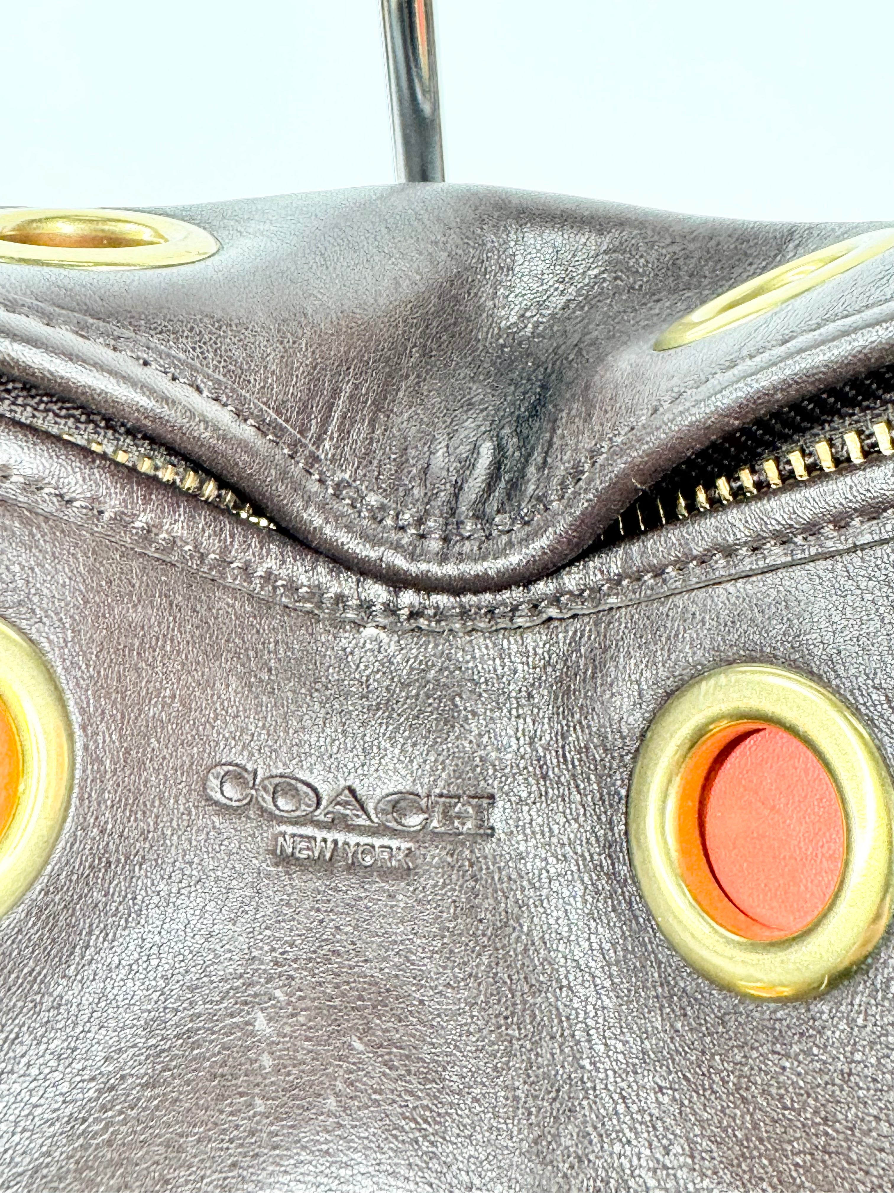 Coach 'Legacy' Double Gromment Umber & Orange Shoulder Bag
