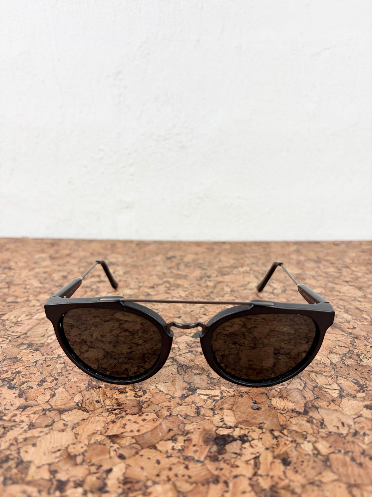 Retrofuture Italian Made Black Round Frame Sunglasses