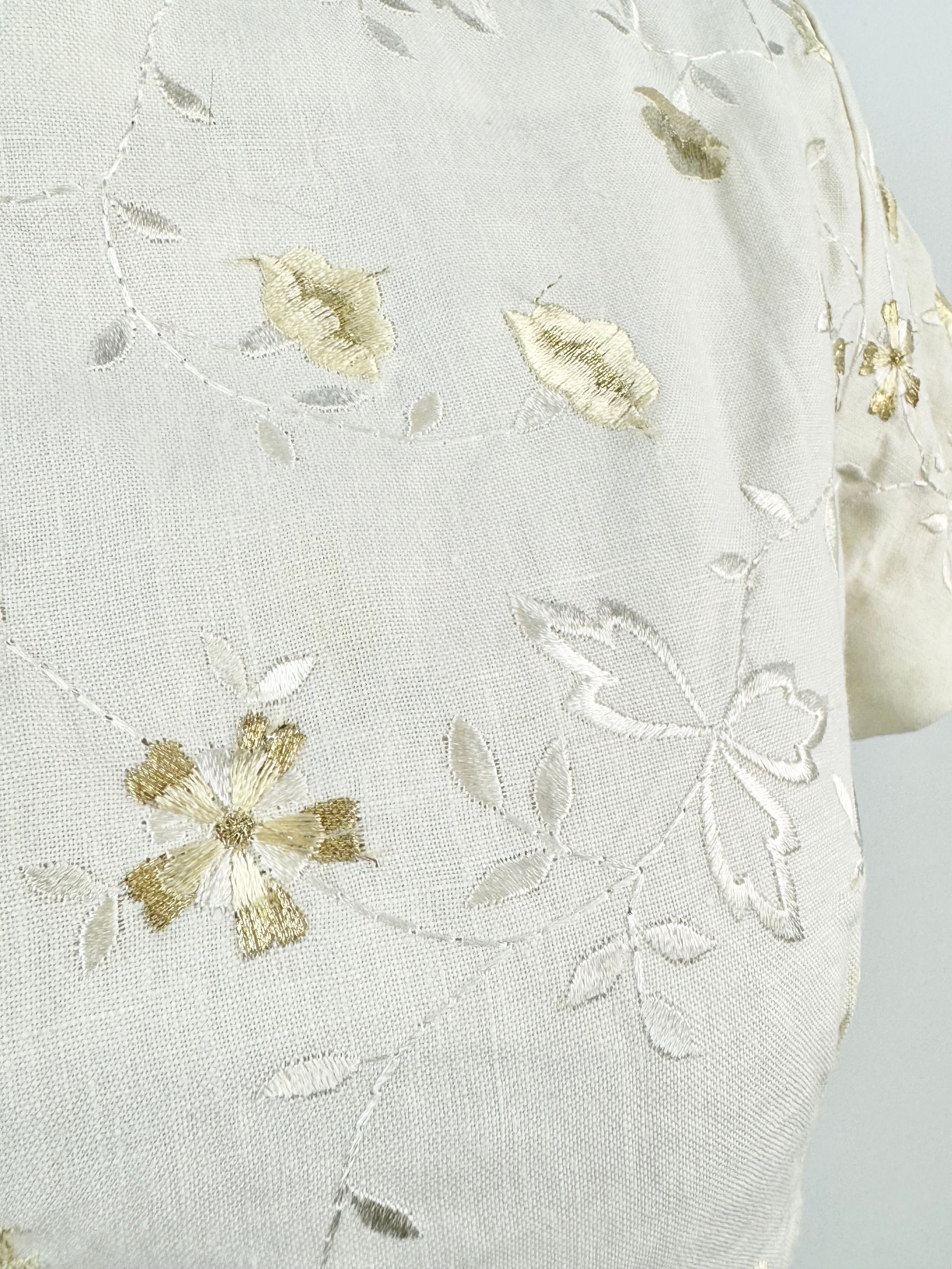 Favourbrook Cream Linen Embroidered Dress - AU12