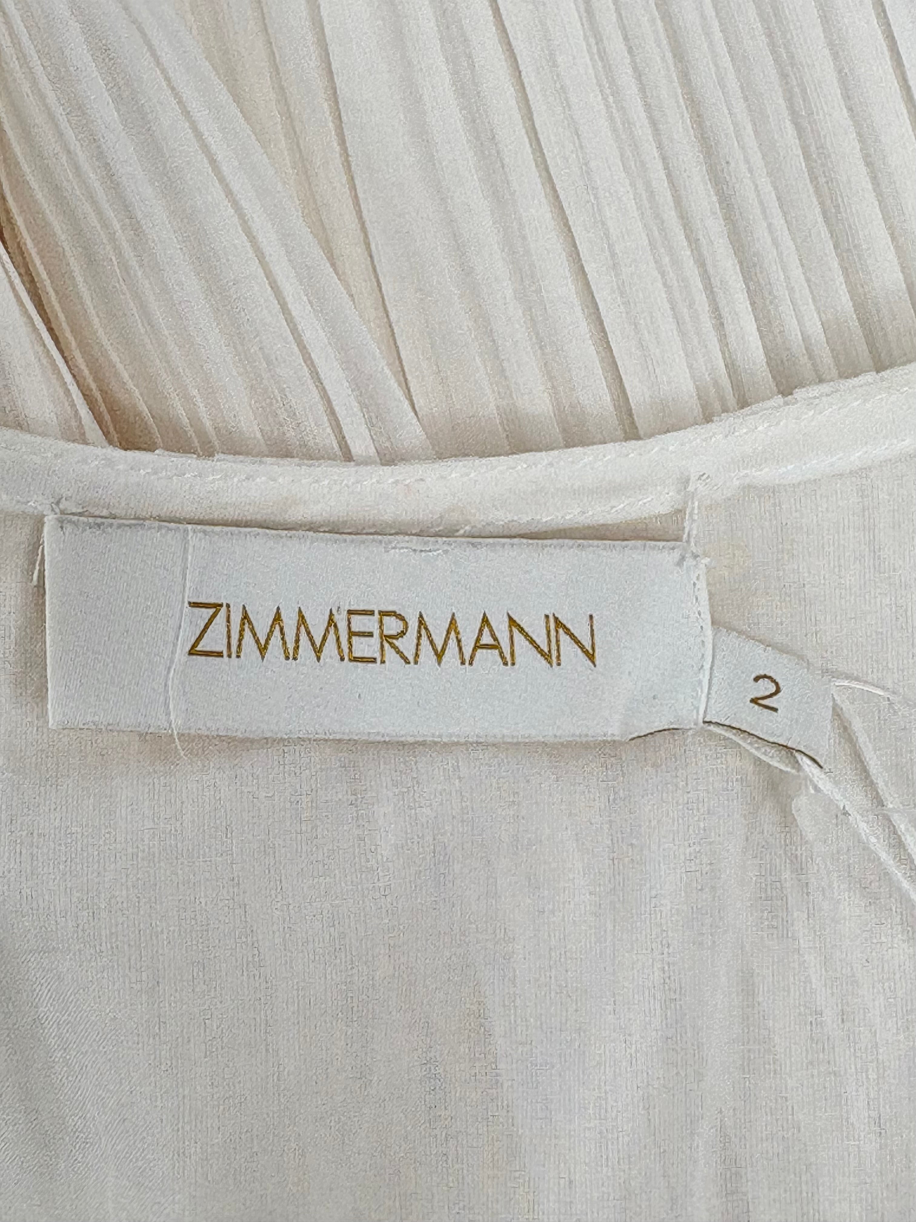 Zimmermann White Pleated 'Plisse' Midi Dress - AU12
