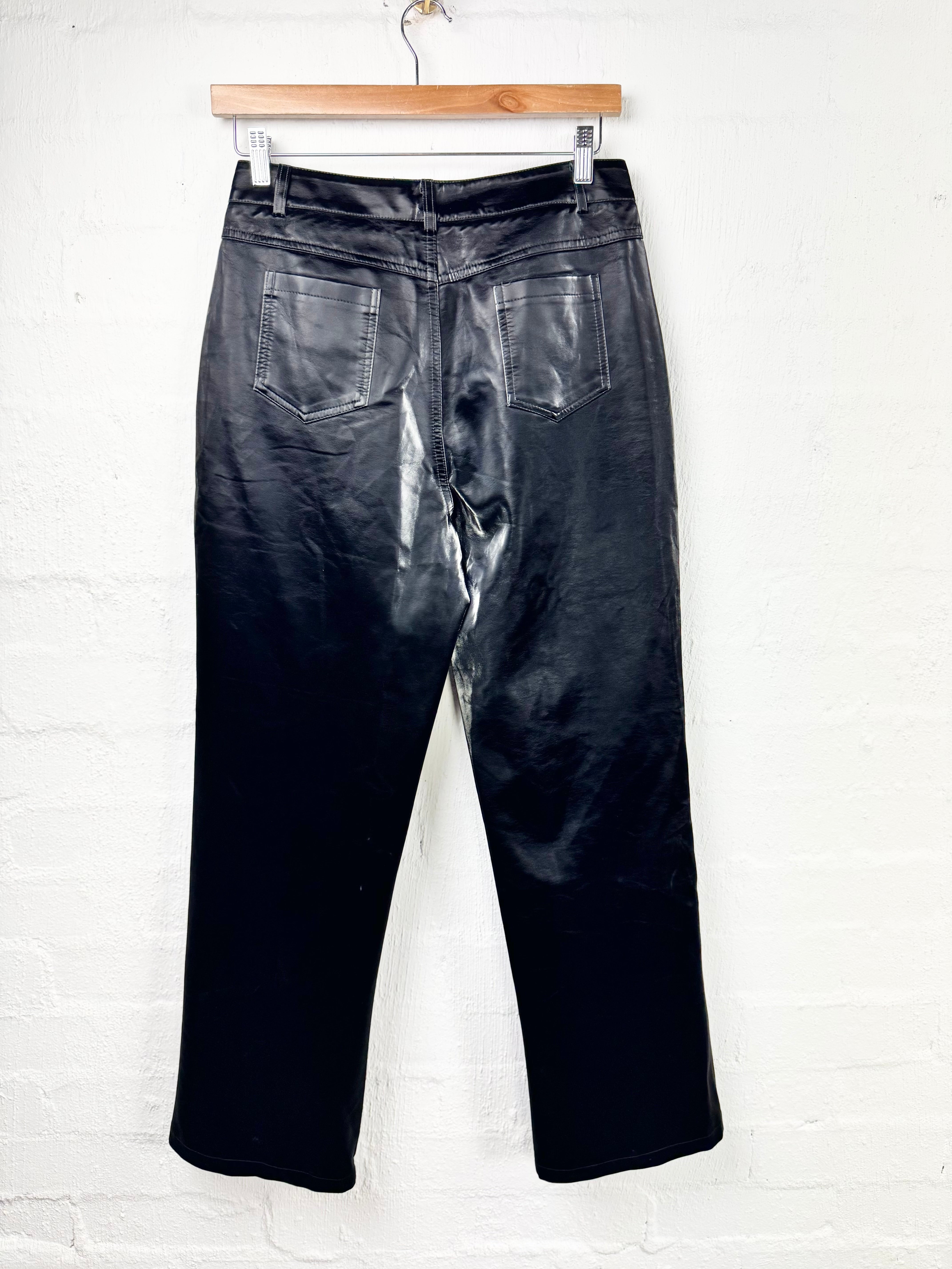 Mastermind Black Leather Look Slacks - AU10/12