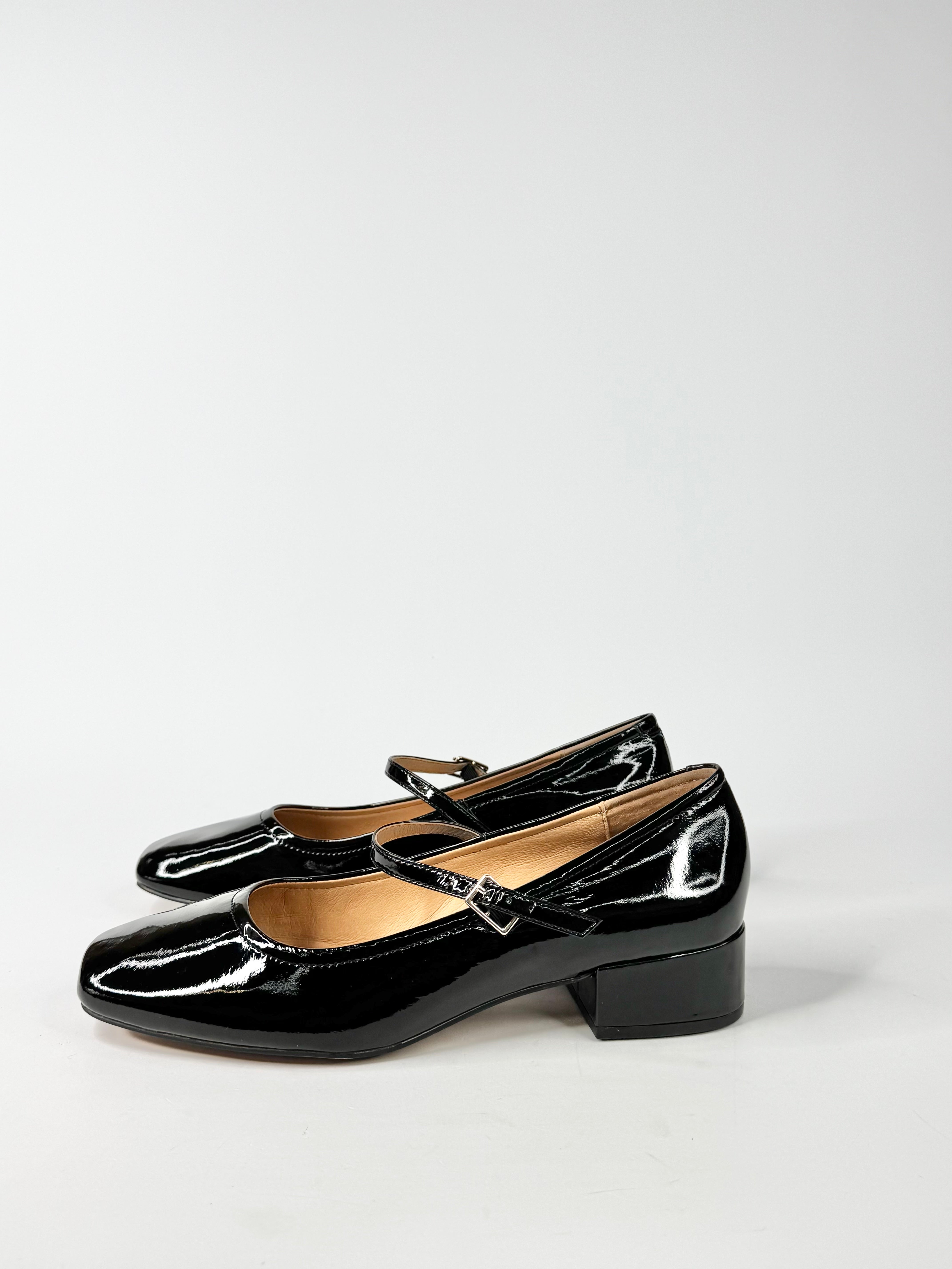 MFW Diana Ferrari Islah Black Leather Mary Jane Heels - EU41