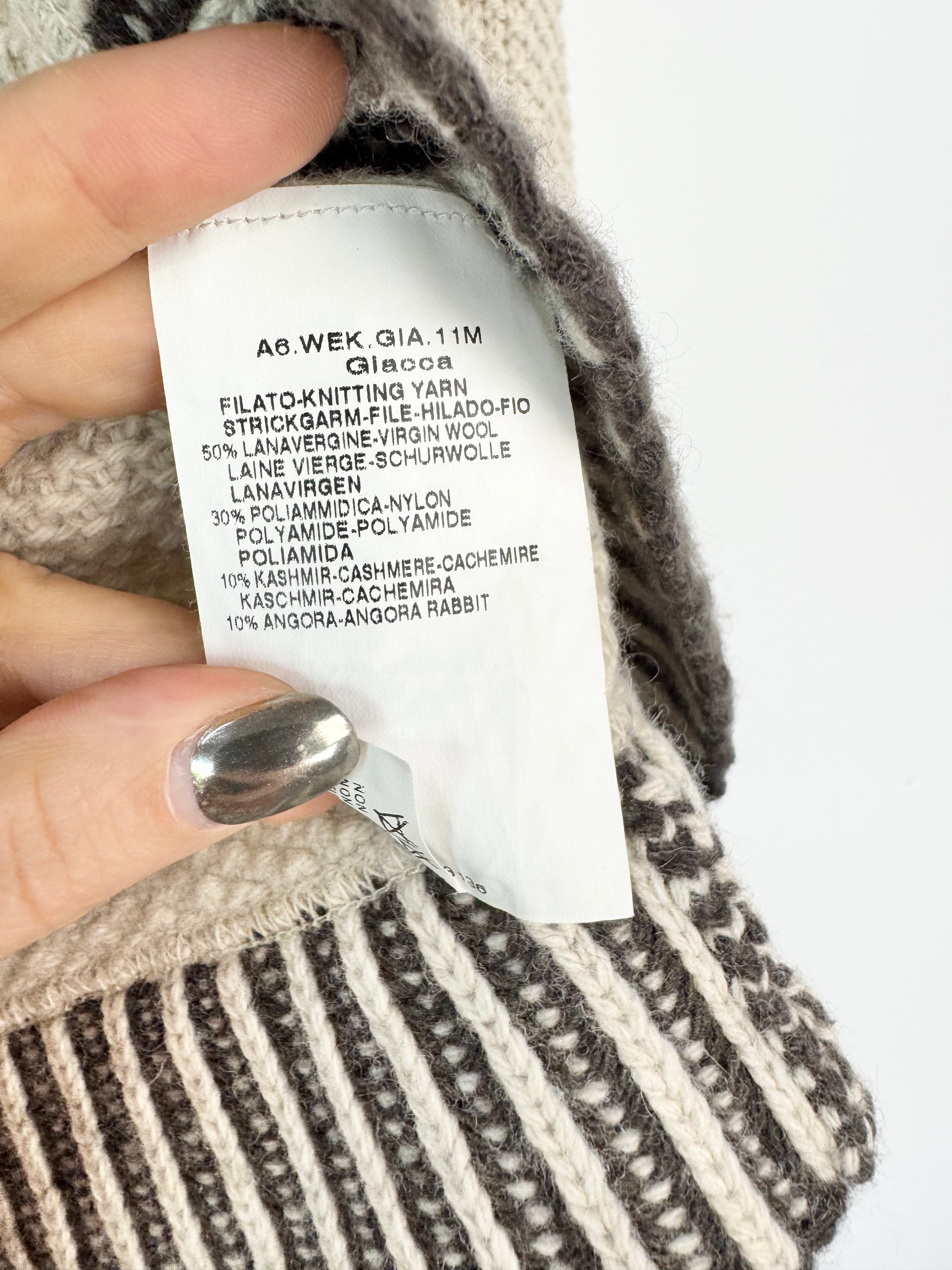 Weekend Max Mara Beige & Brown Striped Wool, Cashmere & Angora Blend Cardigan - AU8/10