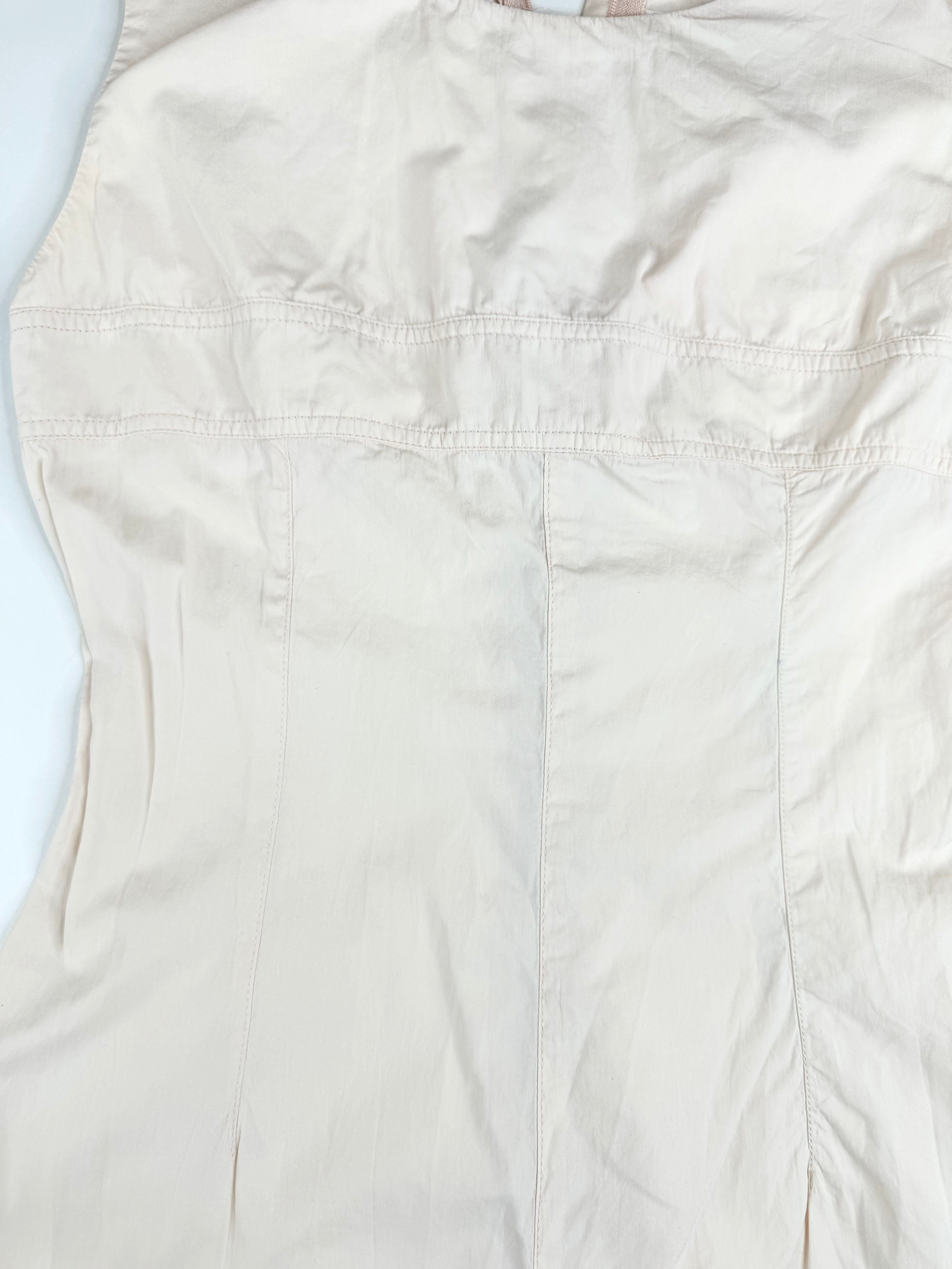 Vintage 2002 Chanel Apricot Pastel Sleeveless Cotton & Silk Jumpsuit - AU6/8