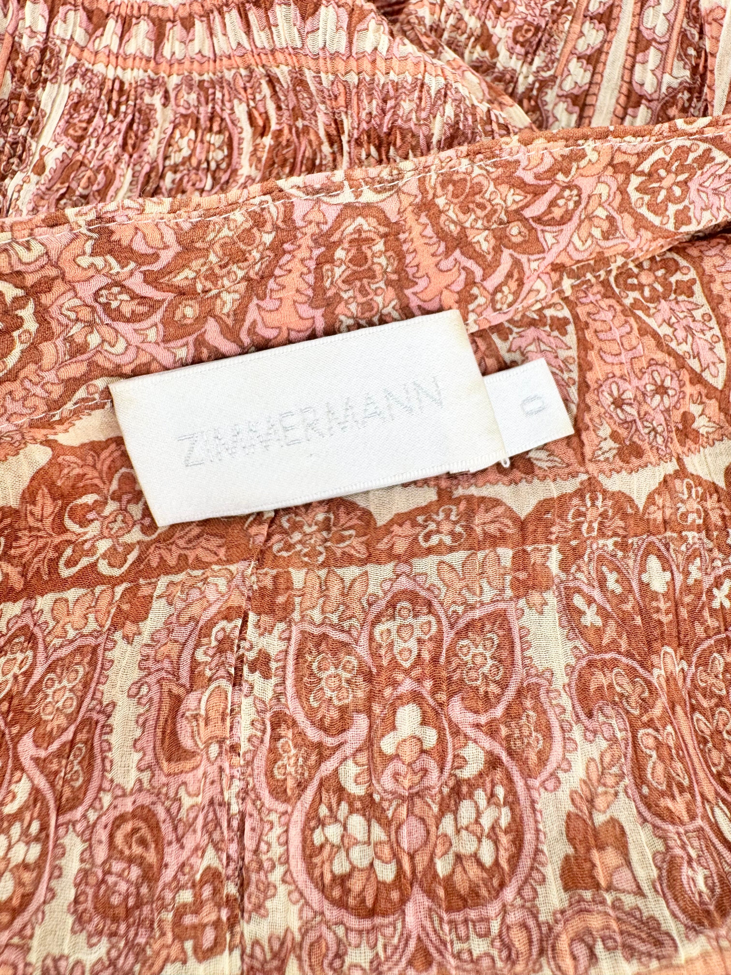 Zimmermann Paisley Patterned Micropleated Blouse - AU8/10