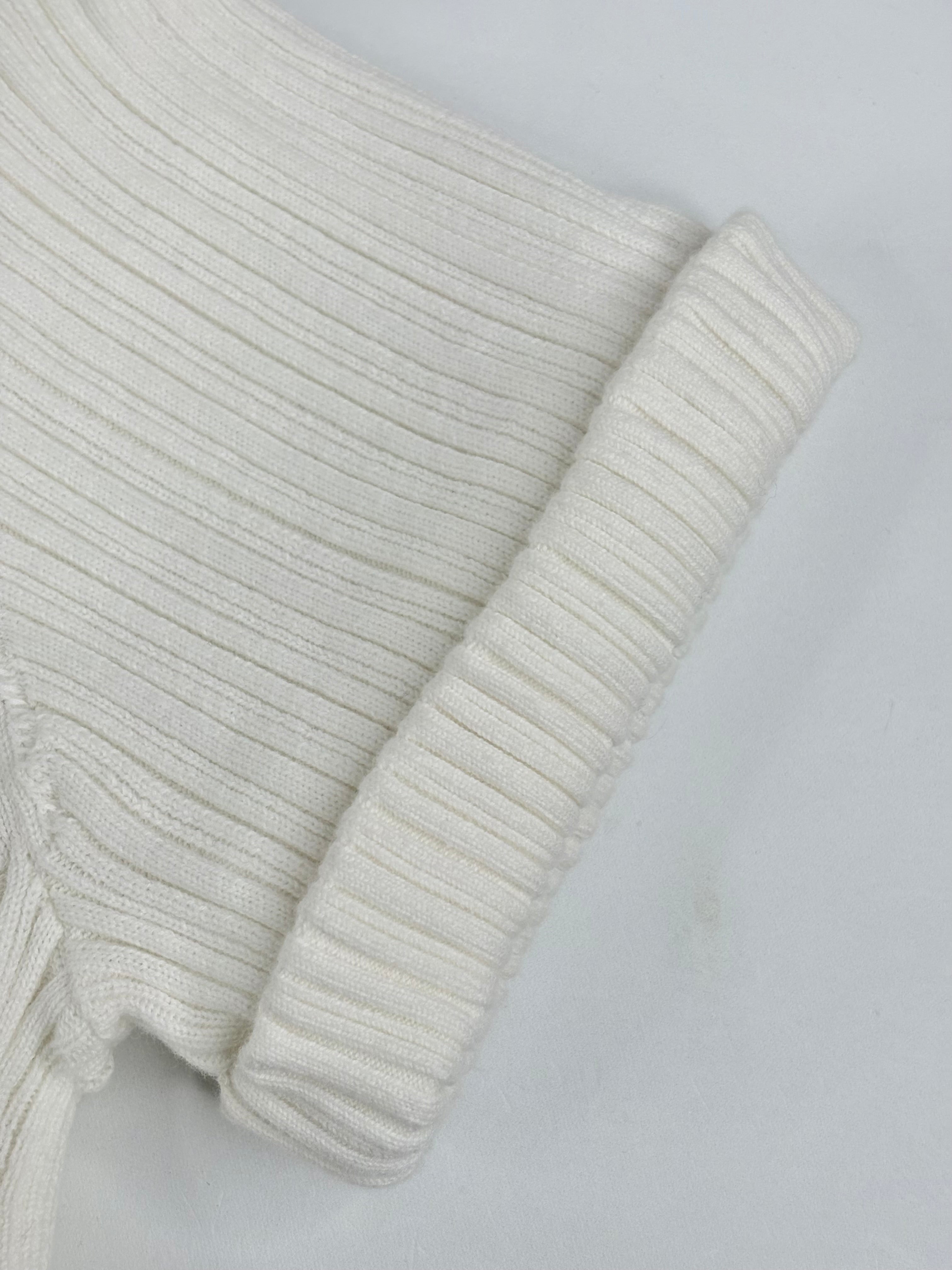 Chanel Ecru Rib-Knit Short Sleeve Top - AU10