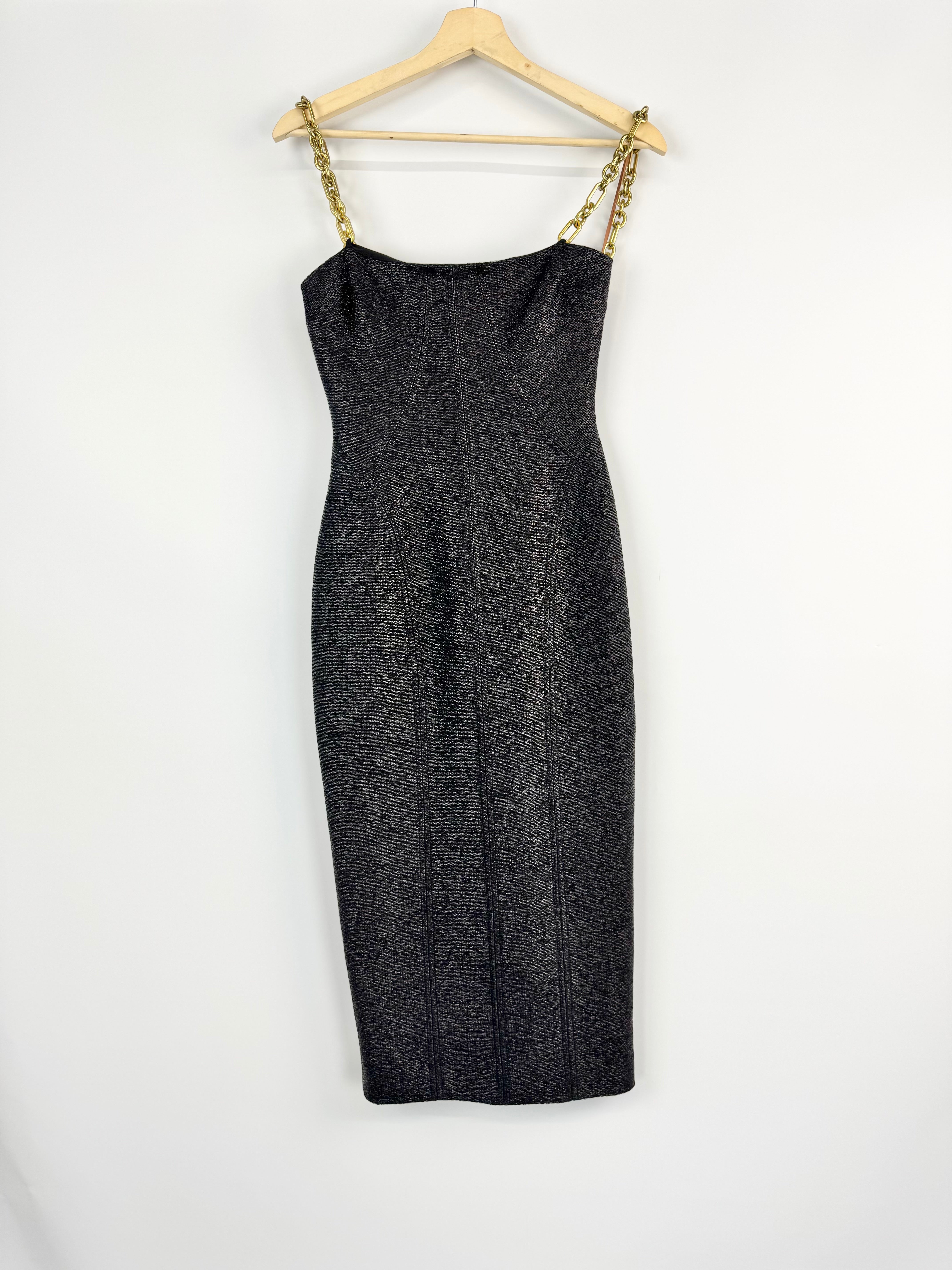 Manning Cartel Black Chain Strap Midi Dress - AU6