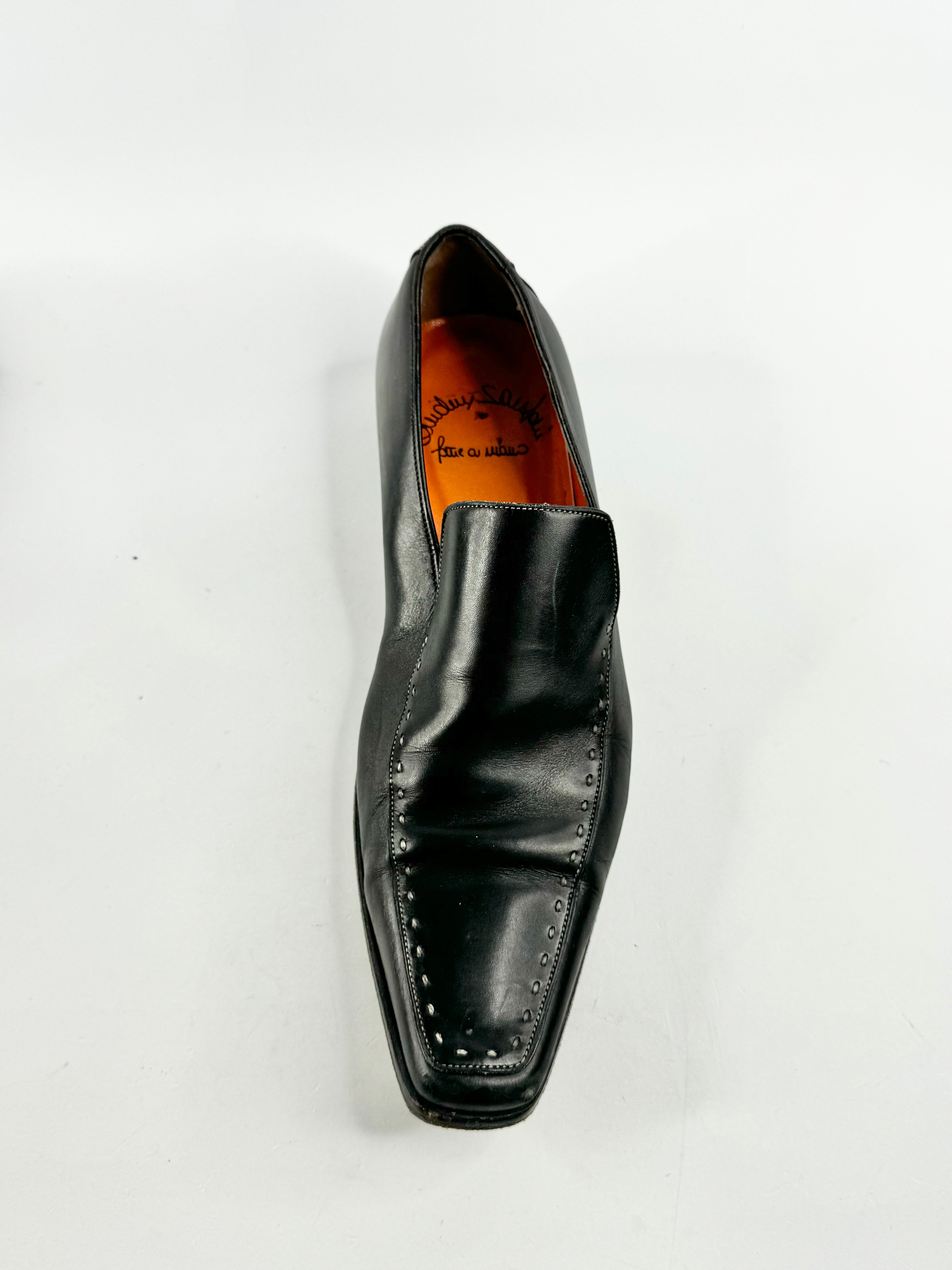 Black Elongated Grey Stitch Loafers - EU41
