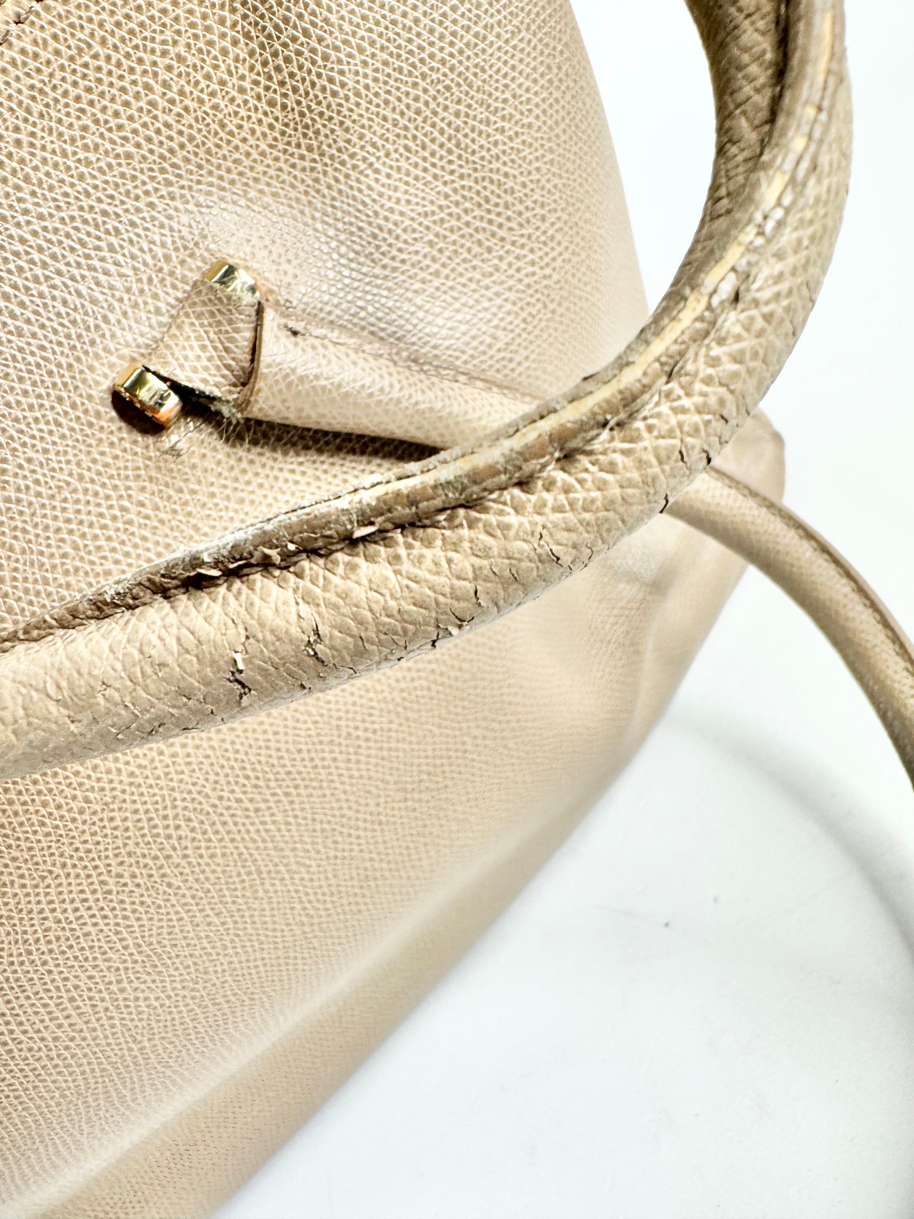 Furla Pebbled Taupe Leather Shoulder Bag