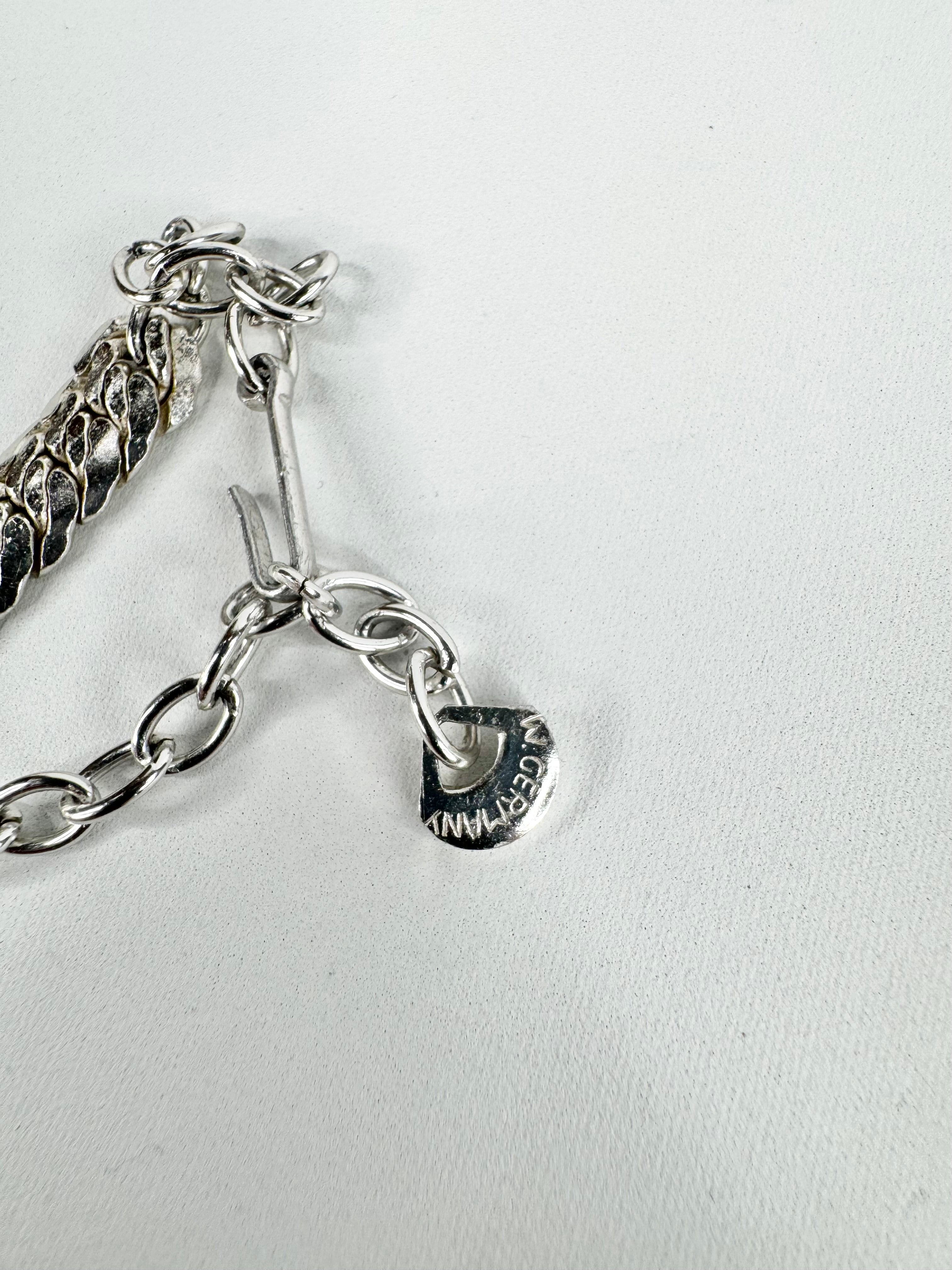Vintage 80s Silver Flat Herringbone Chain Necklace