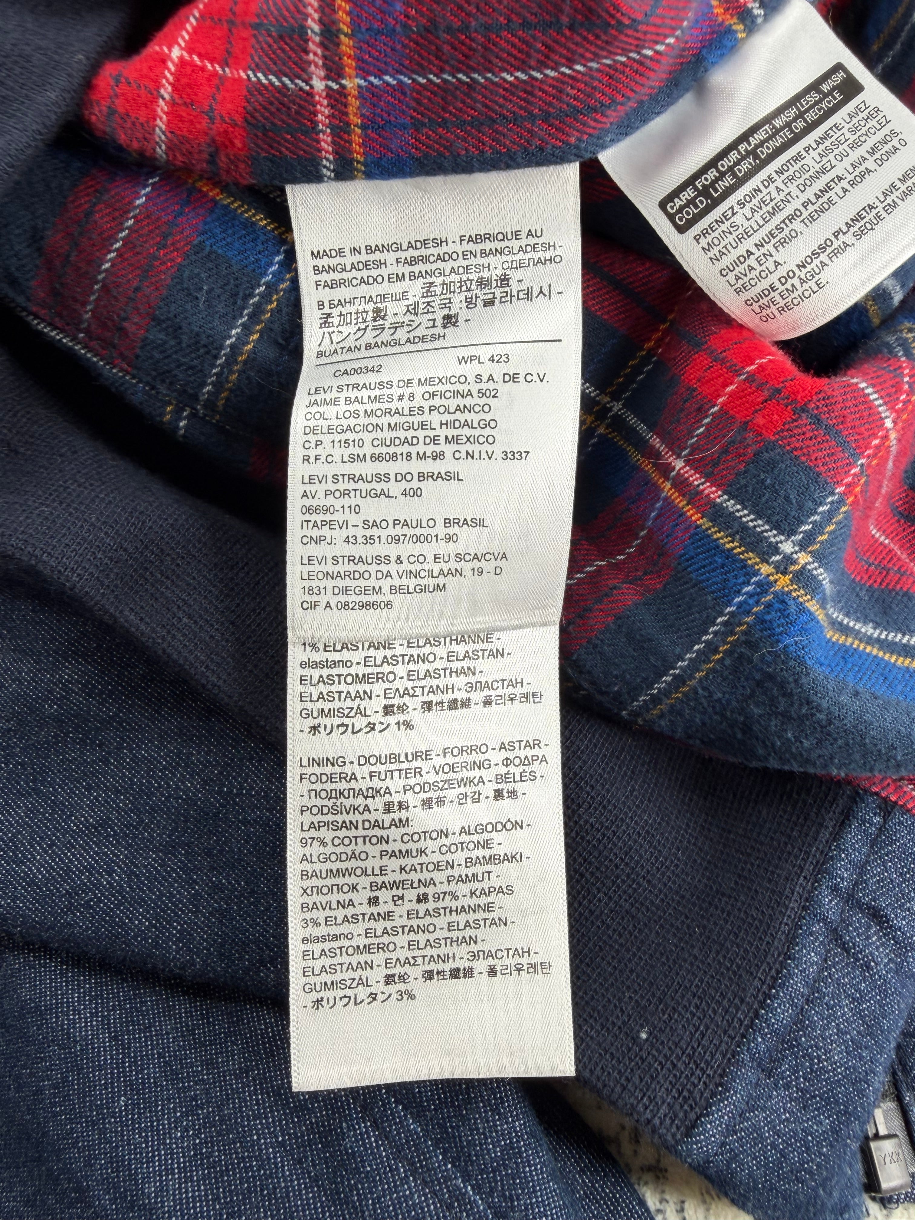 Levi's Dark Blue Tartan Lined Jacket - XL