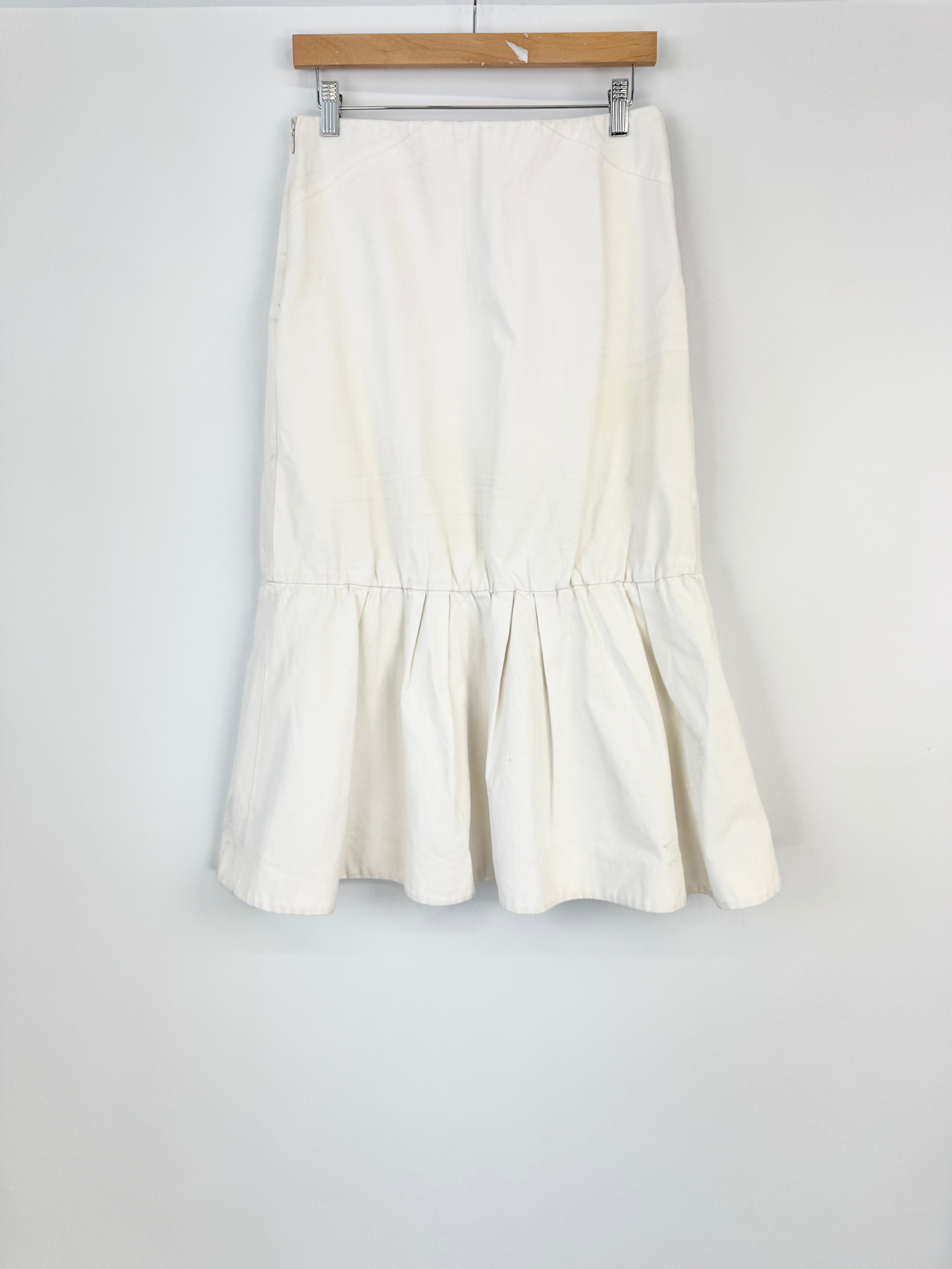 Cos White Cotton Ruffle Hem Skirt - AU8/10