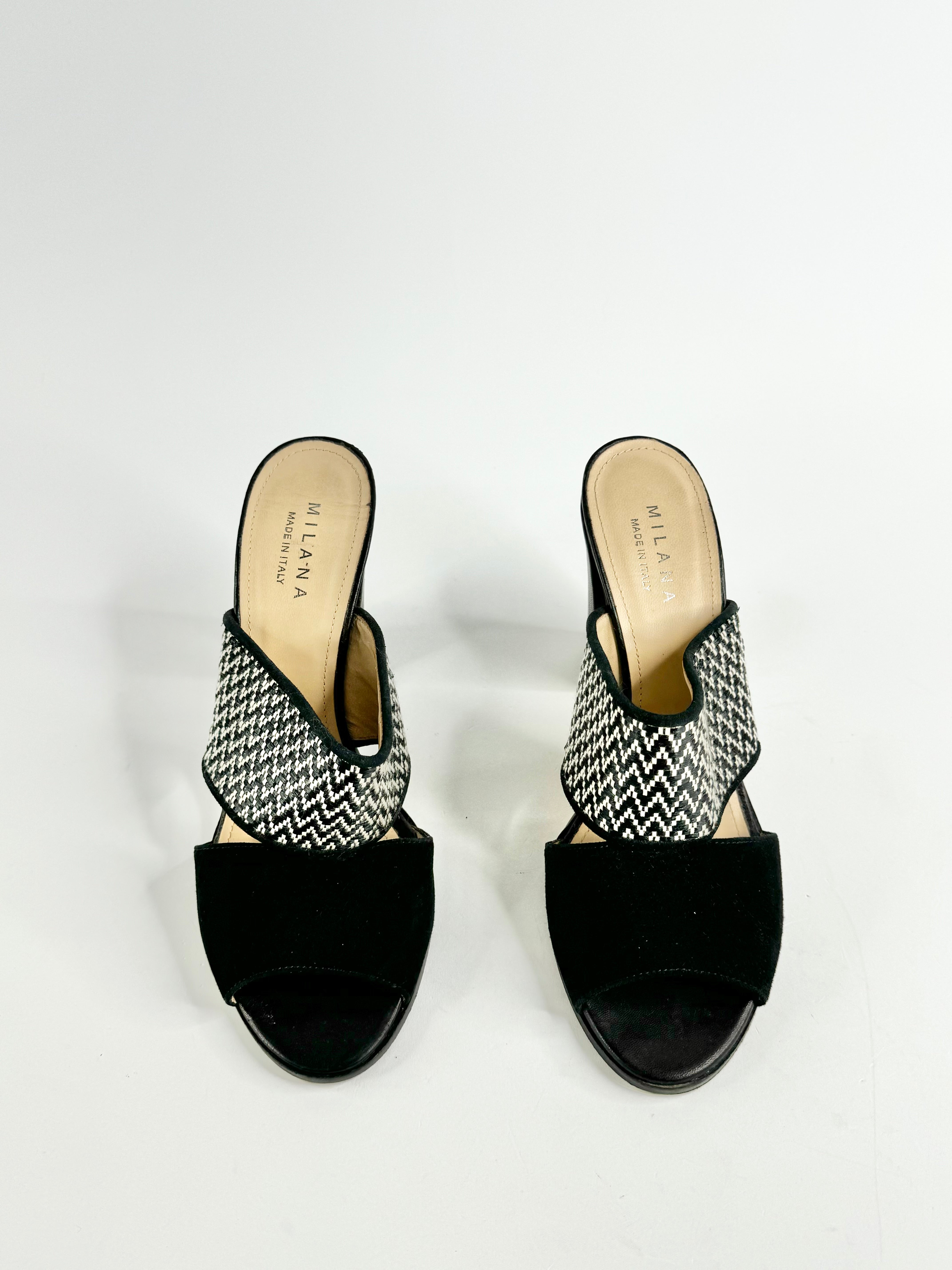 Milana Black & White Peep Toe Heels - EU41