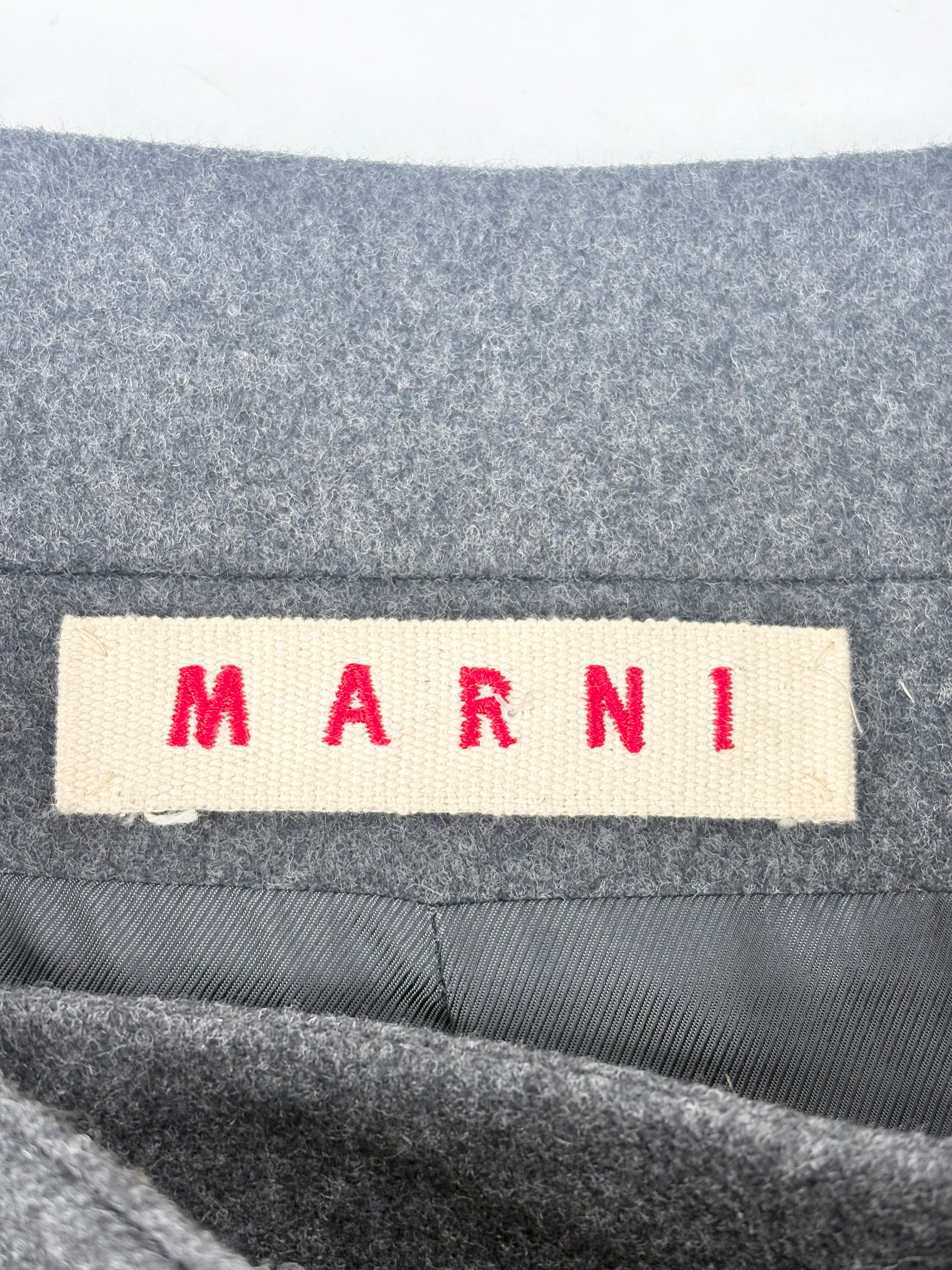 Marni Charcoal Wool-Blend Peplum Coat - AU8
