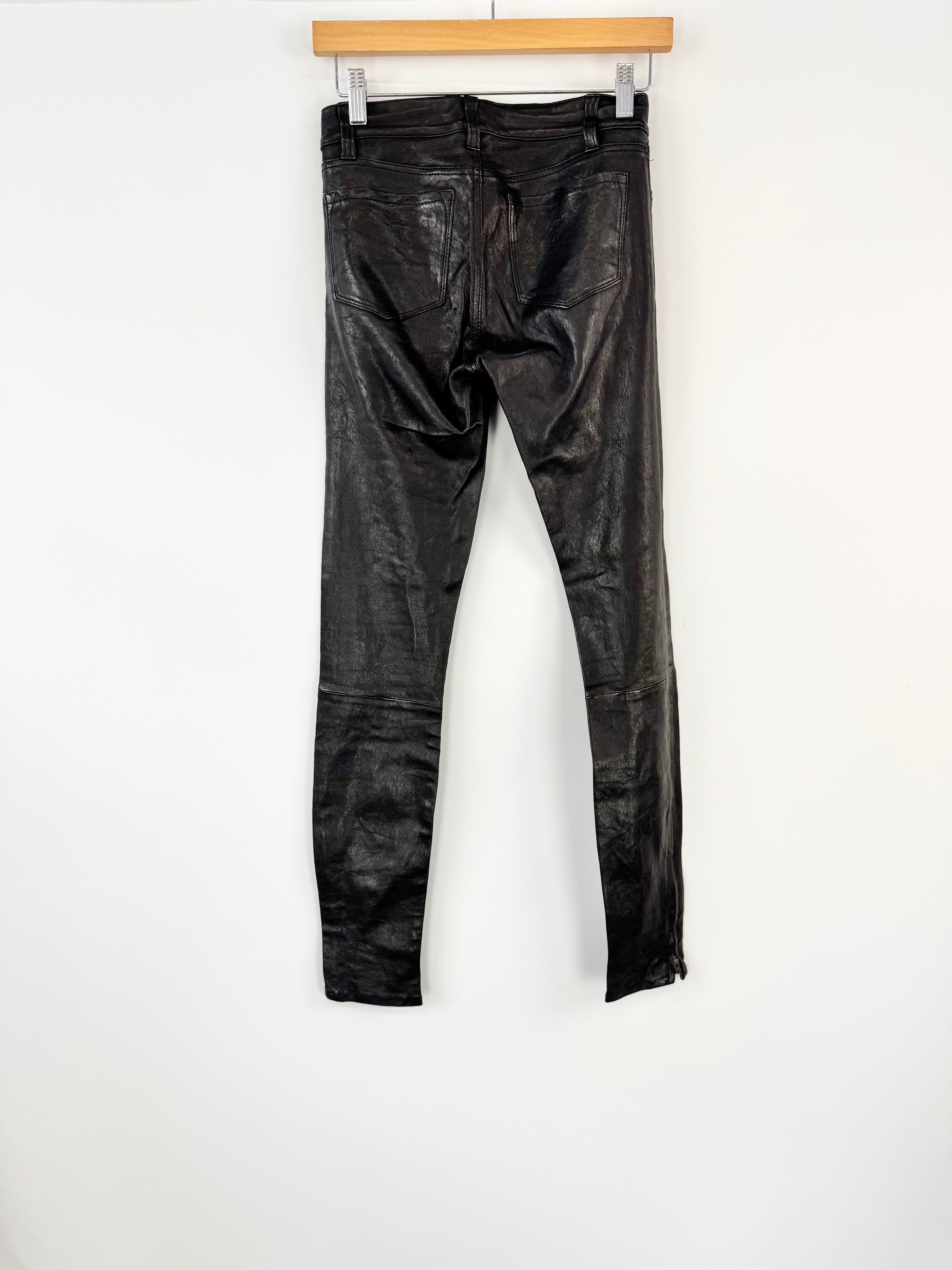 J Brand Black Leather Skinny-Leg Pants - AU6/8