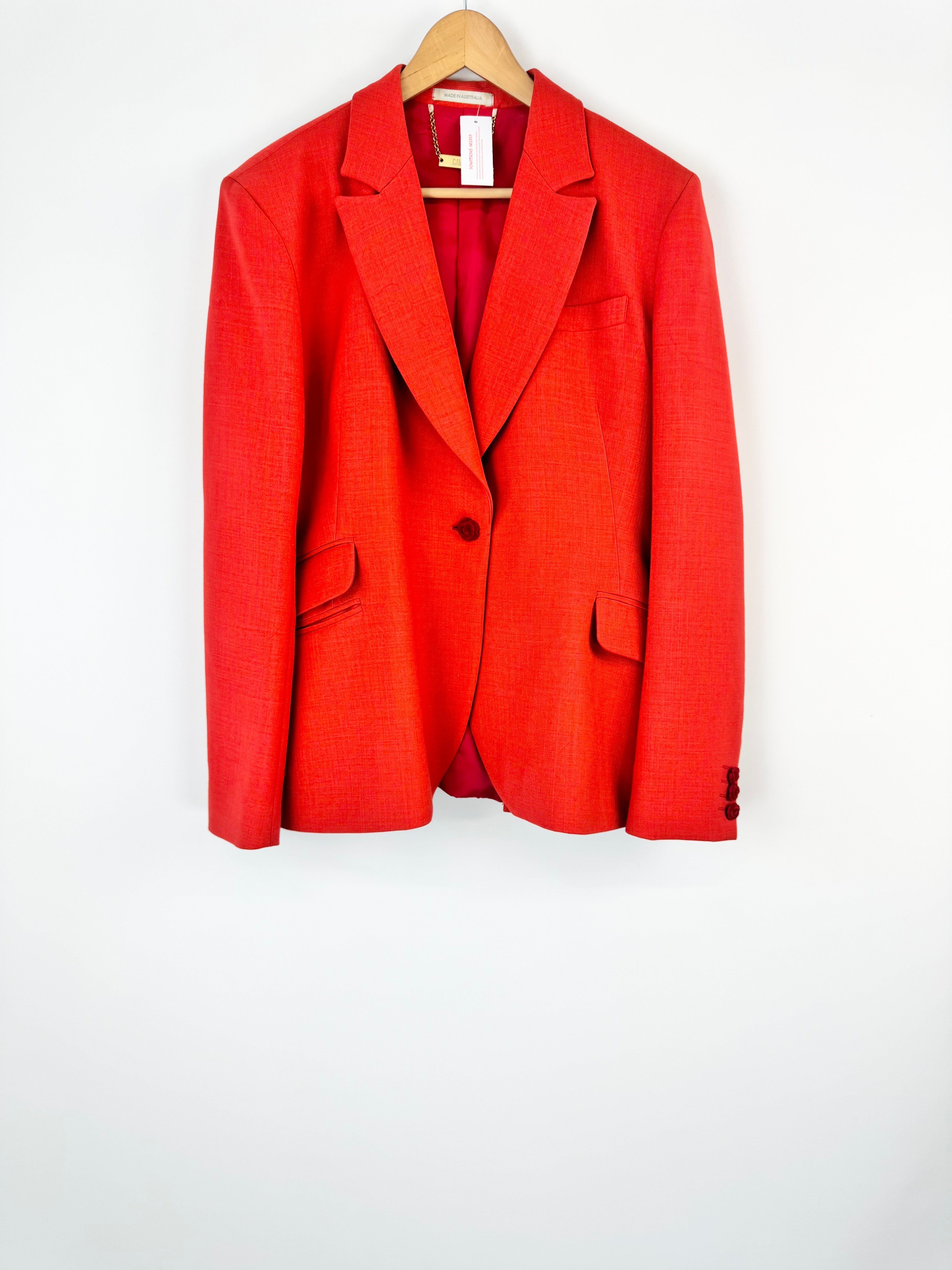 Cubec Persimmon Wool Rose Button Blazer - L