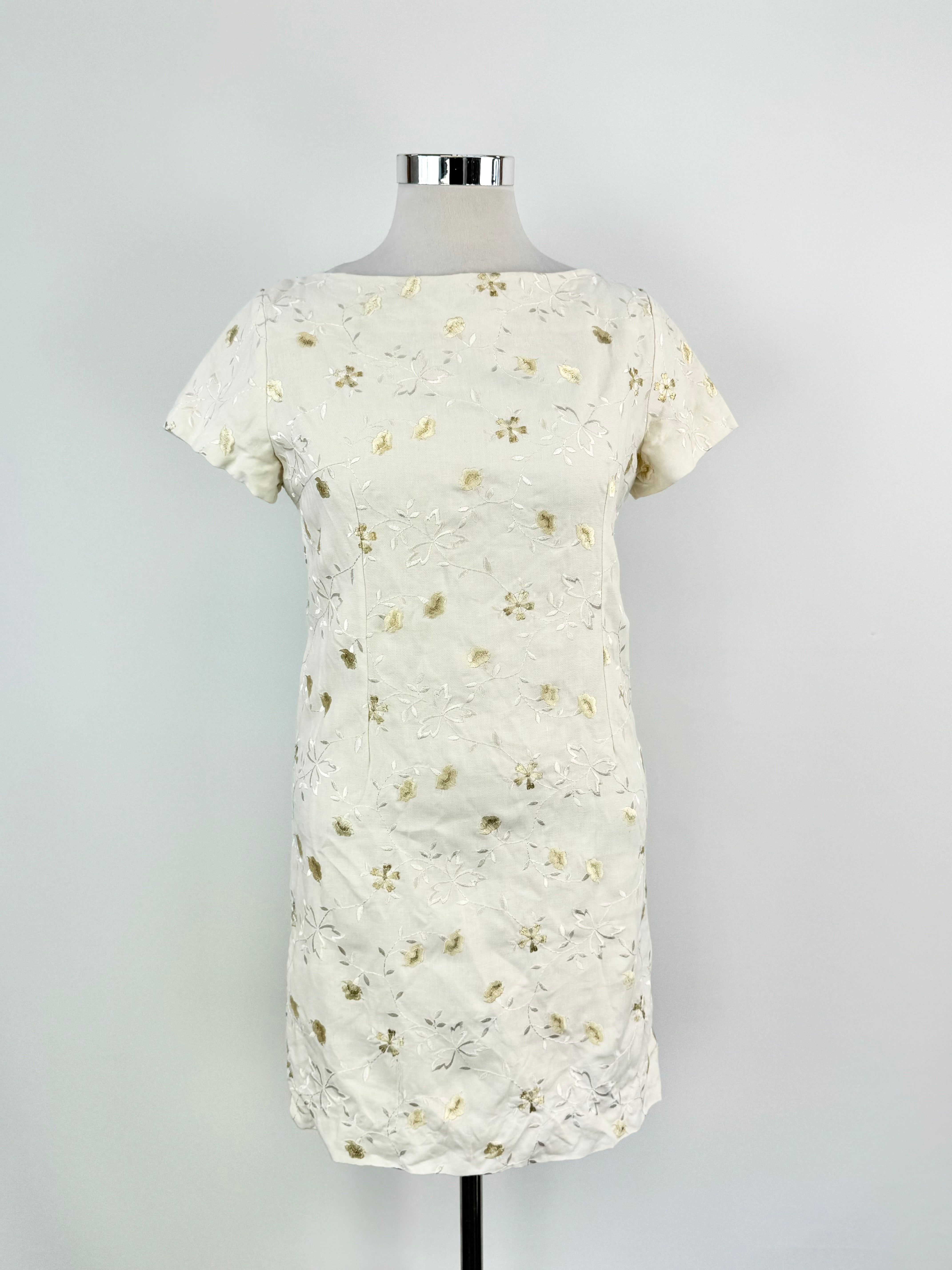 Favourbrook Cream Linen Embroidered Dress - AU12