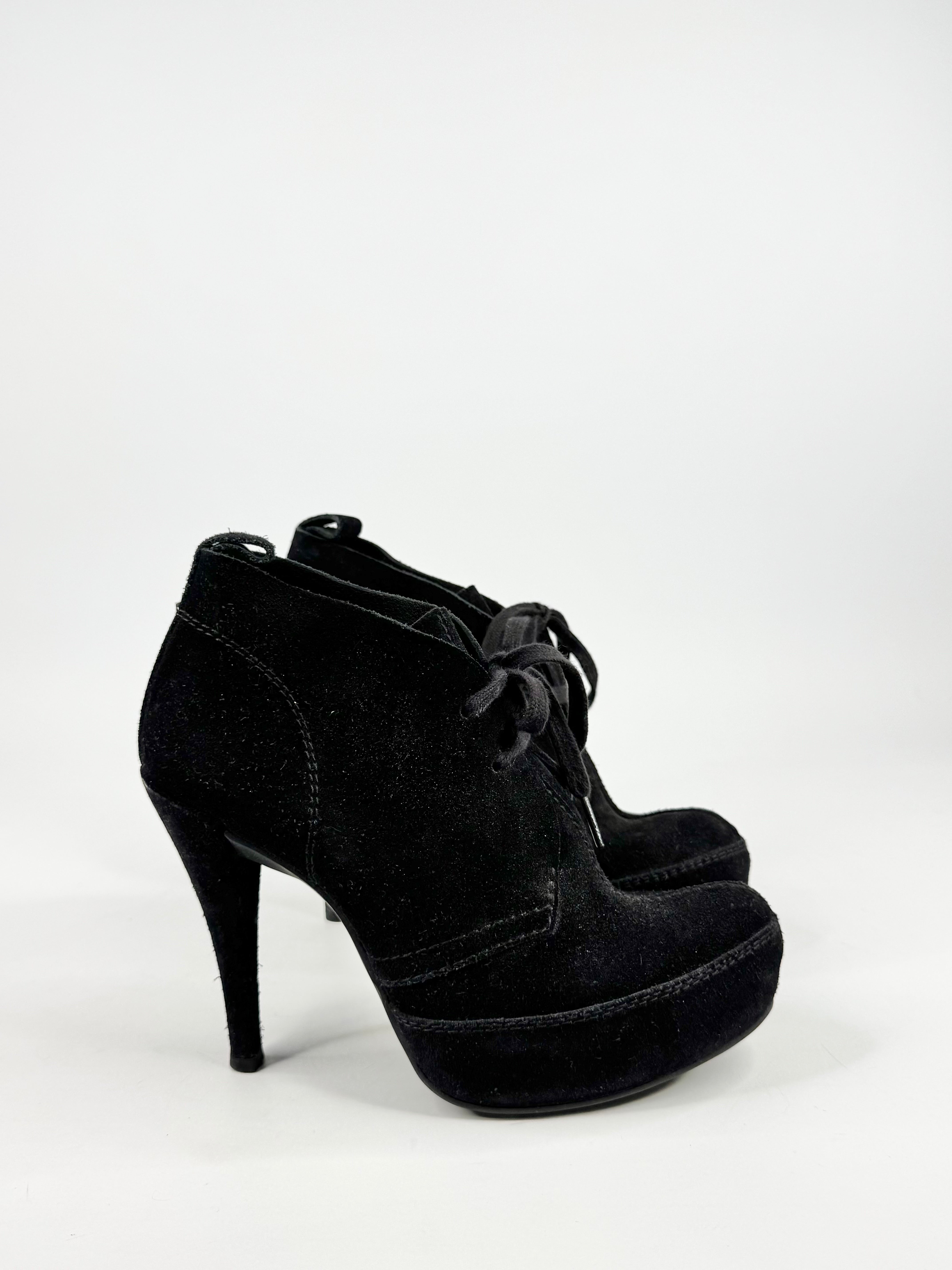 Pedro Garcia Black Suede Stiletto Ankle Boots - EU39.5