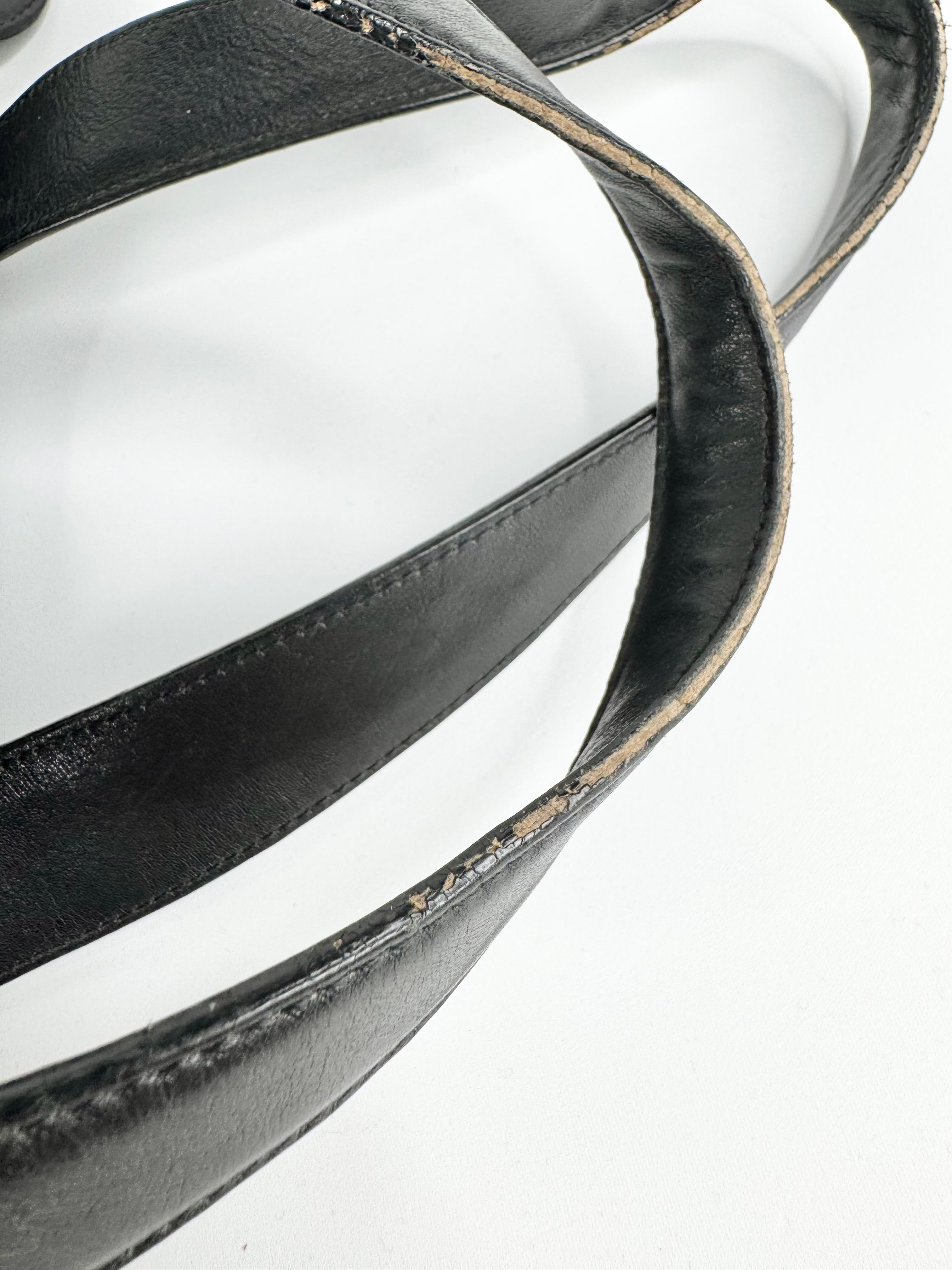 Roberto Cavalli Black Leather Corset Laced Tote Bag