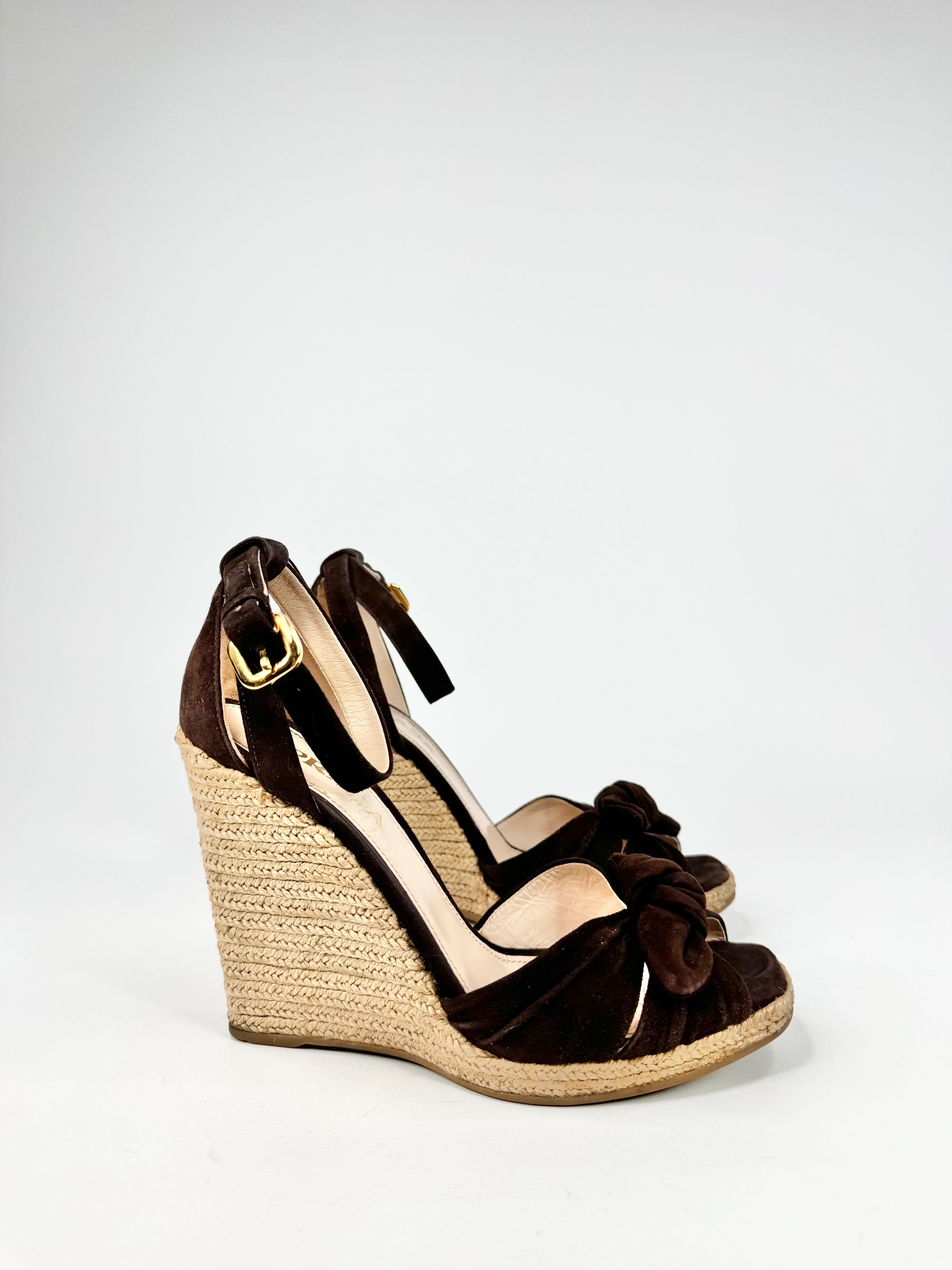 Prada 'Calzature Donna' Deep Brown Espadrilles - EU37.5