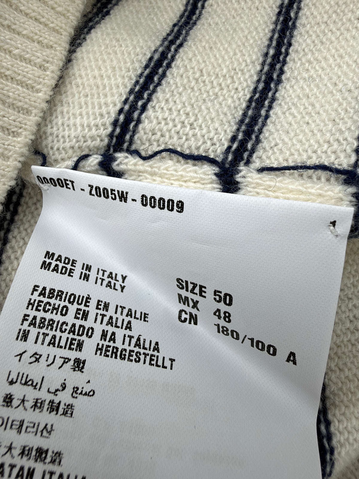 Prada 2013 Cream & Navy Striped Wool & Cashmere Sweater - 50