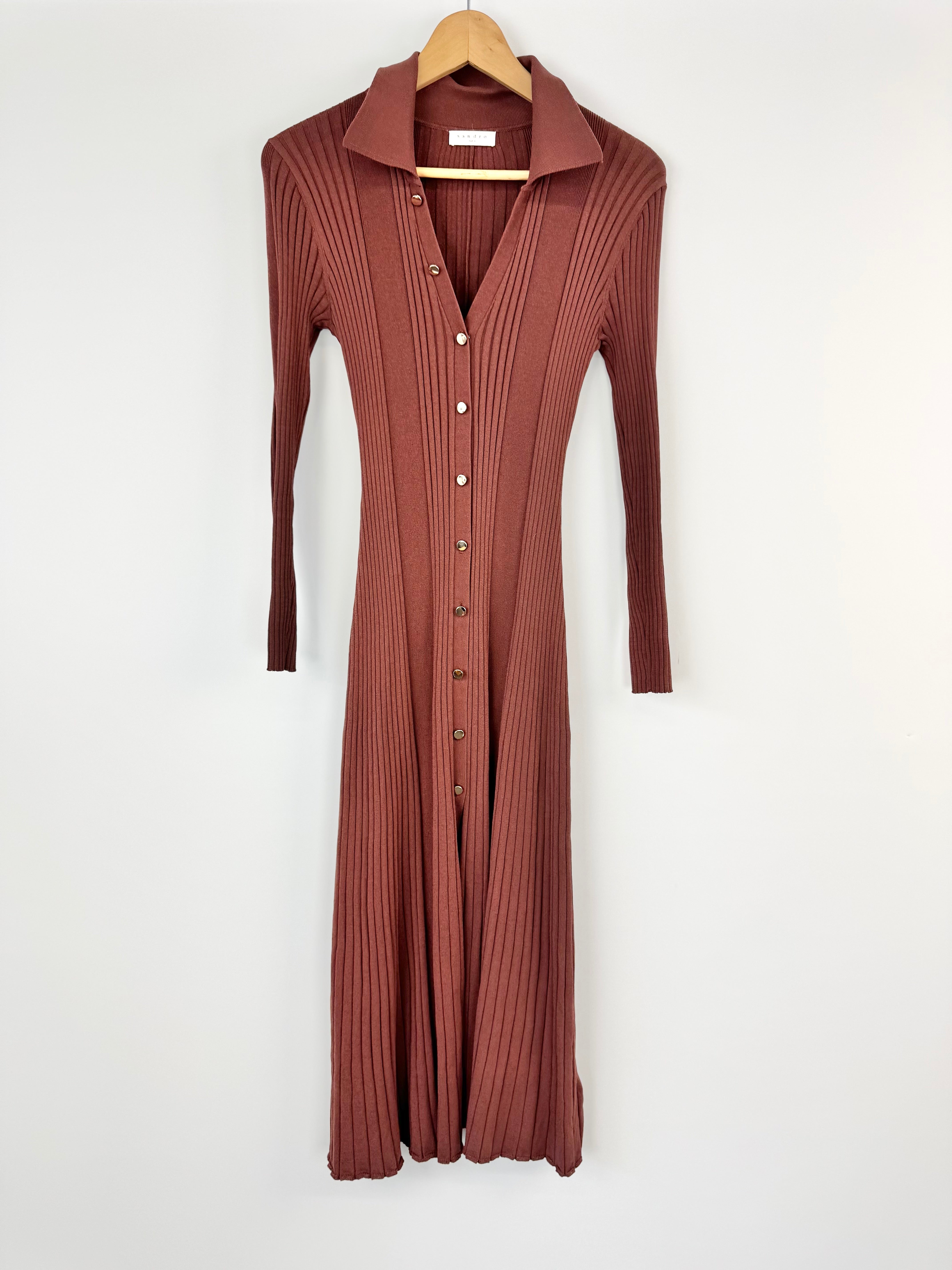 Sandro Sienna Pleated Knitwear Maxi Dress - AU6/8
