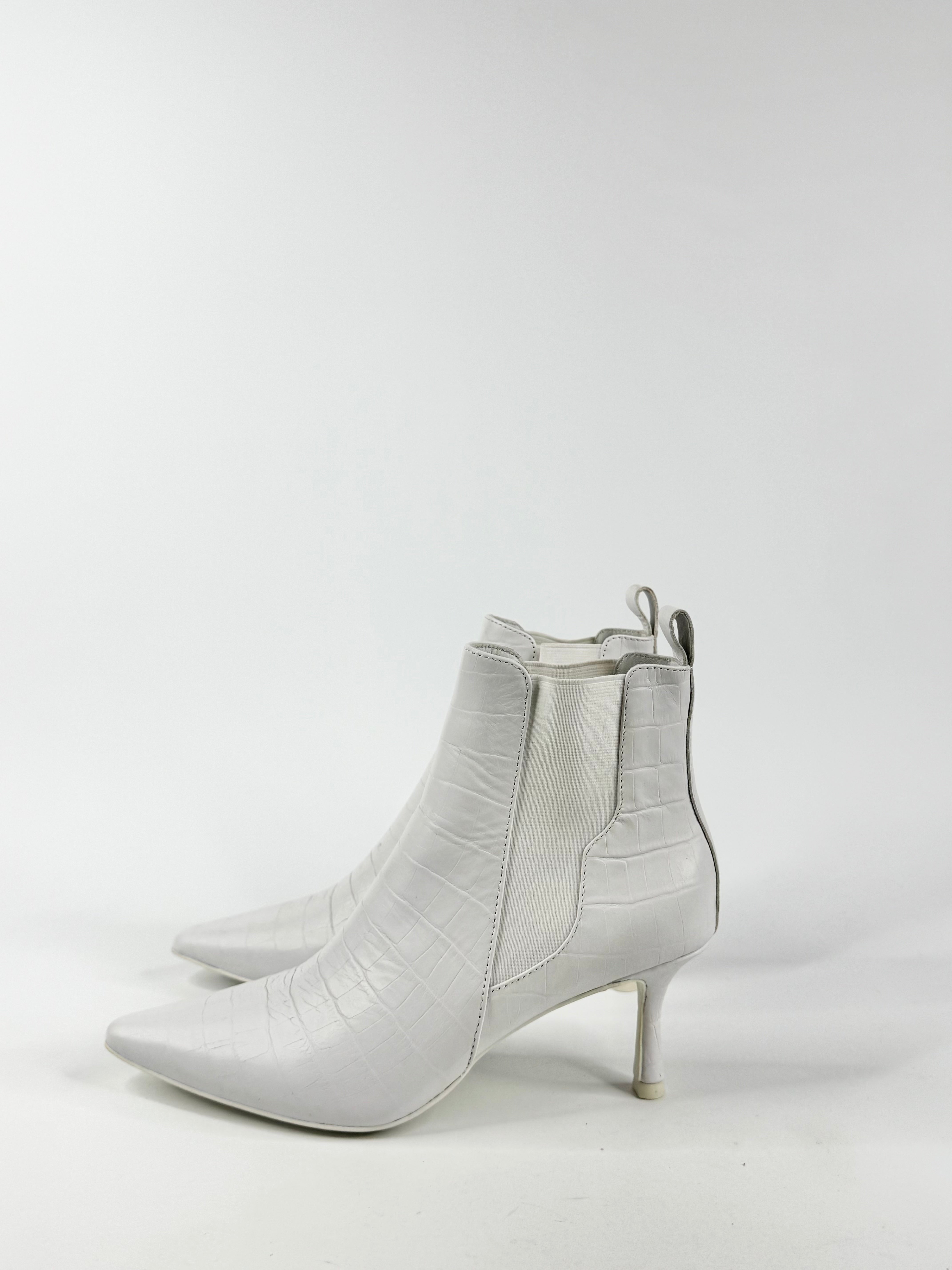 Senso White Croc Print Ankle Boots - EU38