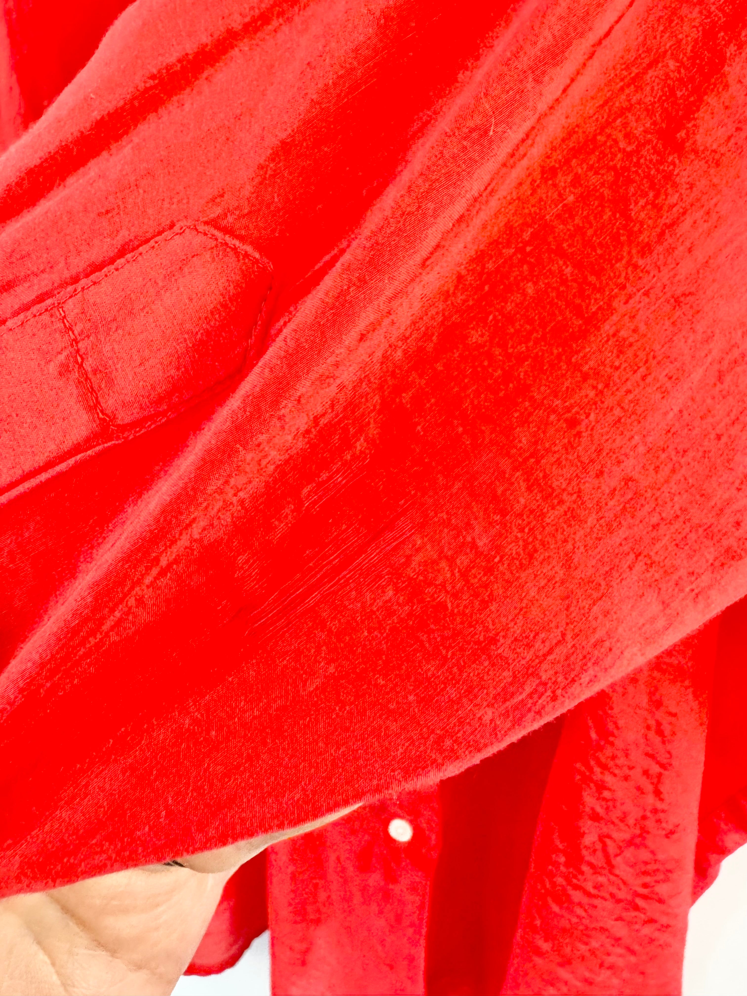 Ralph Lauren Silk-Blend Sheer Red Blouse - AU22