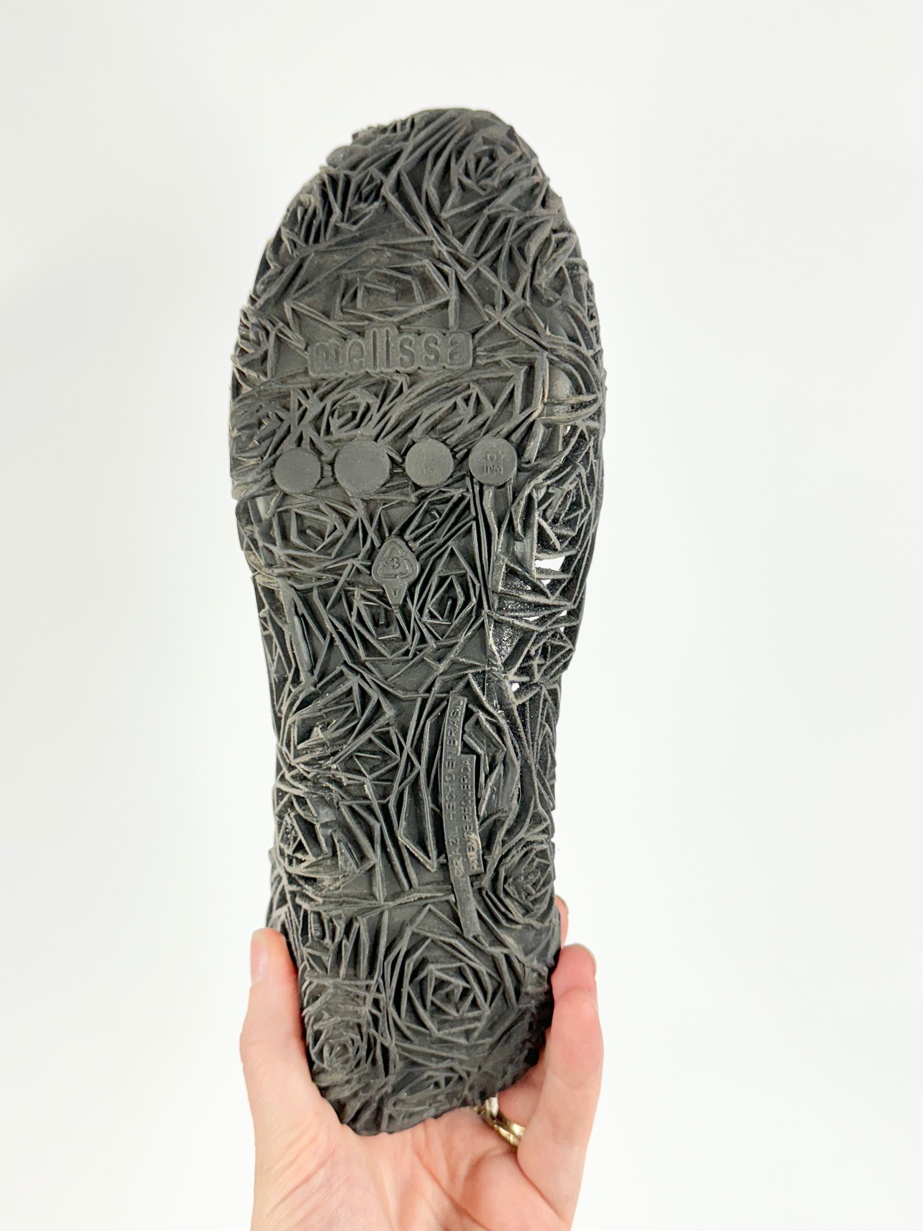 Melissa x Campana Black 3D Rose Ballet Flats - EU40