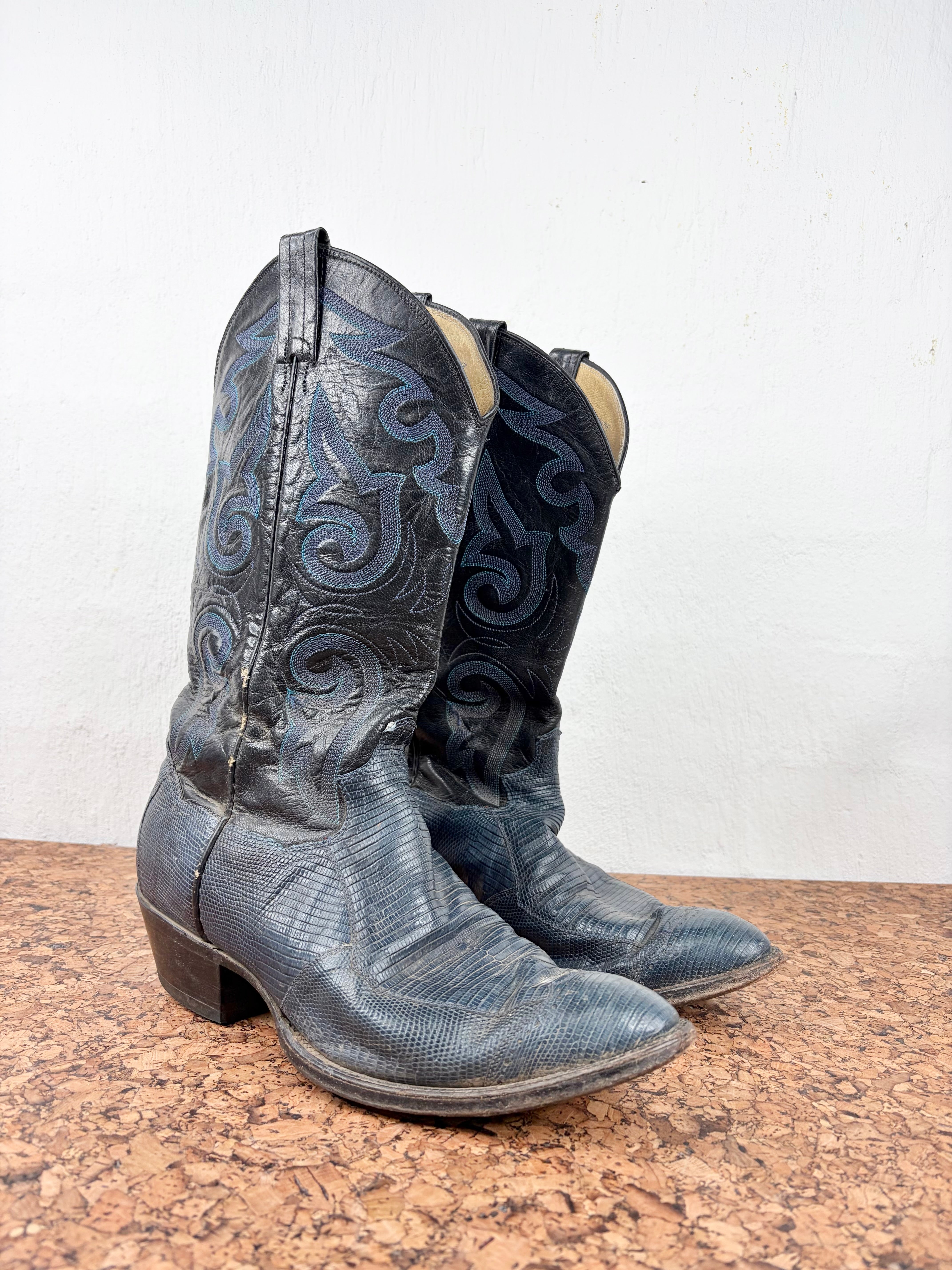 Vintage Panhandle Slim Black and Blue Cowboy Boots - EU39/40