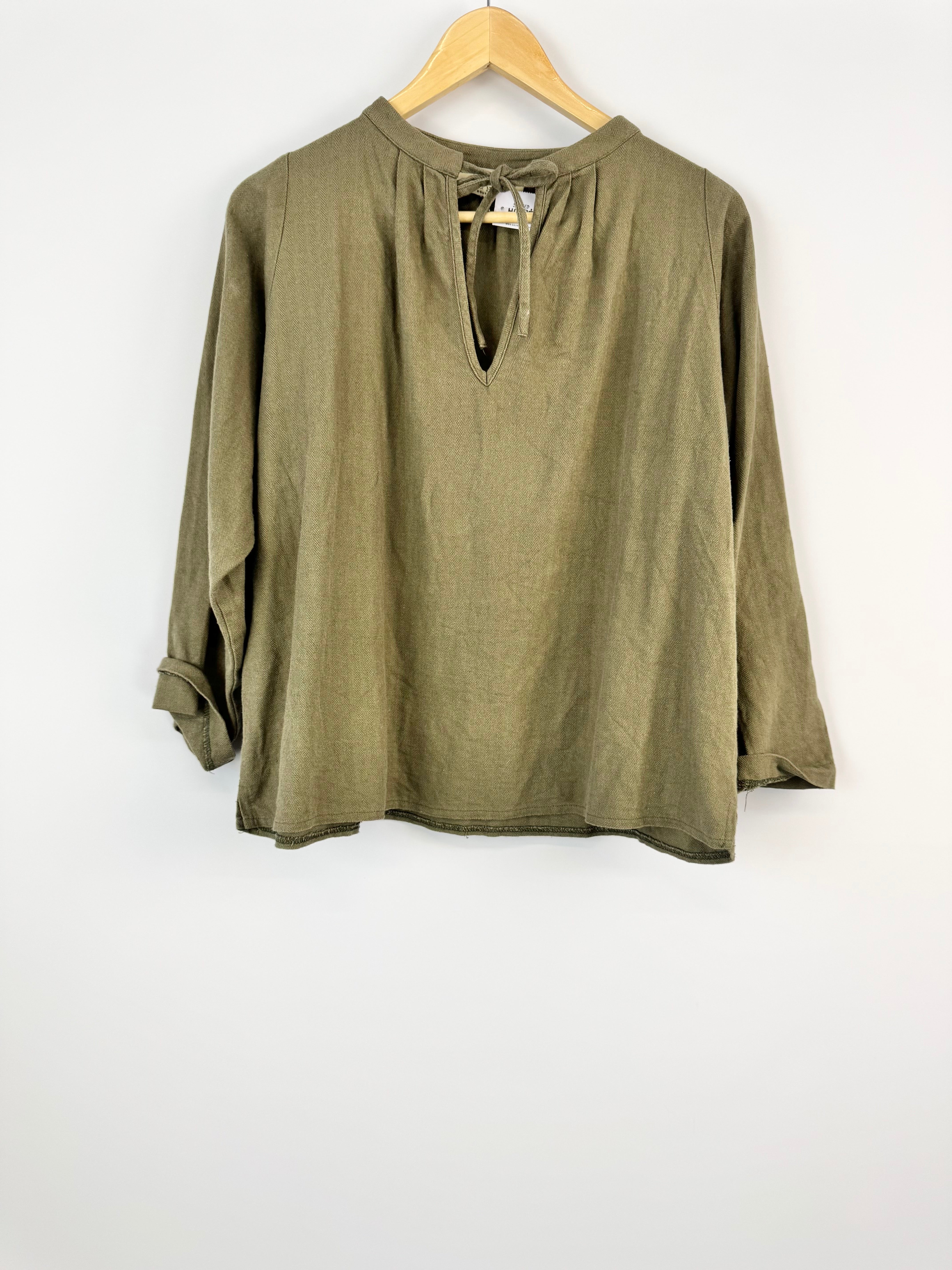 Dot&Herbey Oak Green Herringbone Blouse - AU12
