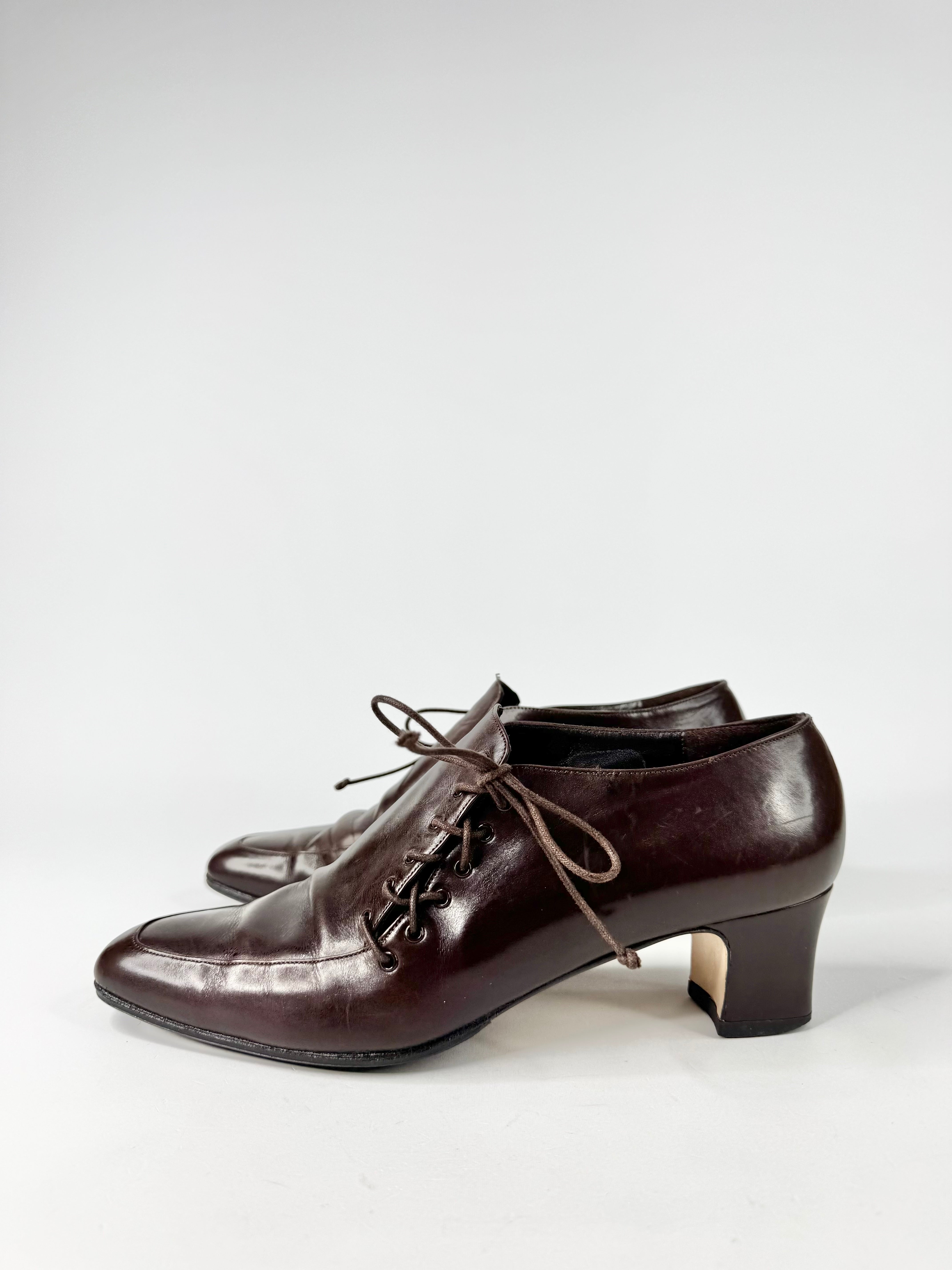 Guido Longinotti Burnt Umber Lace Up Pumps - EU40