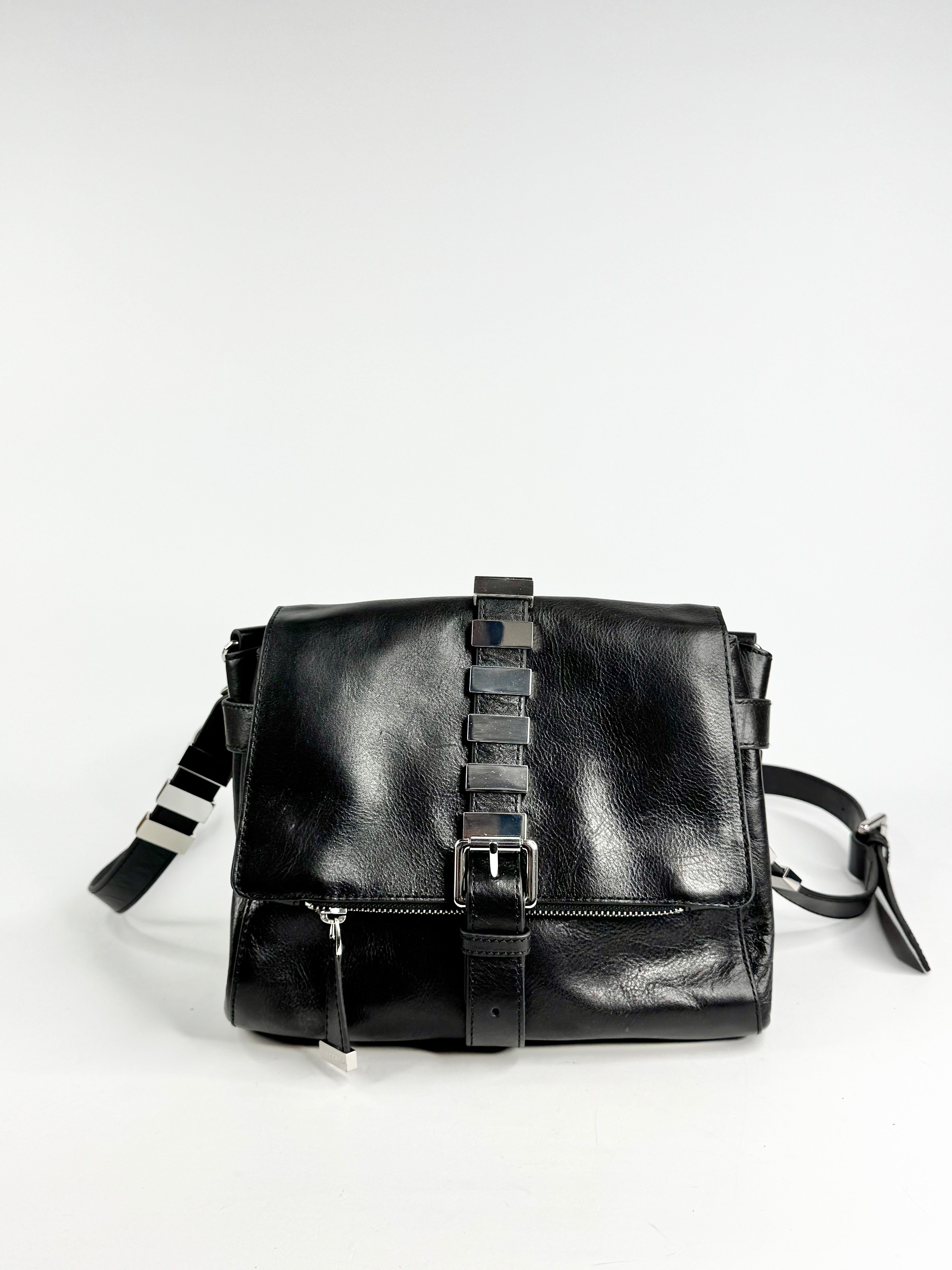 Karen Millen Black Leather Cross Body Bag NWT