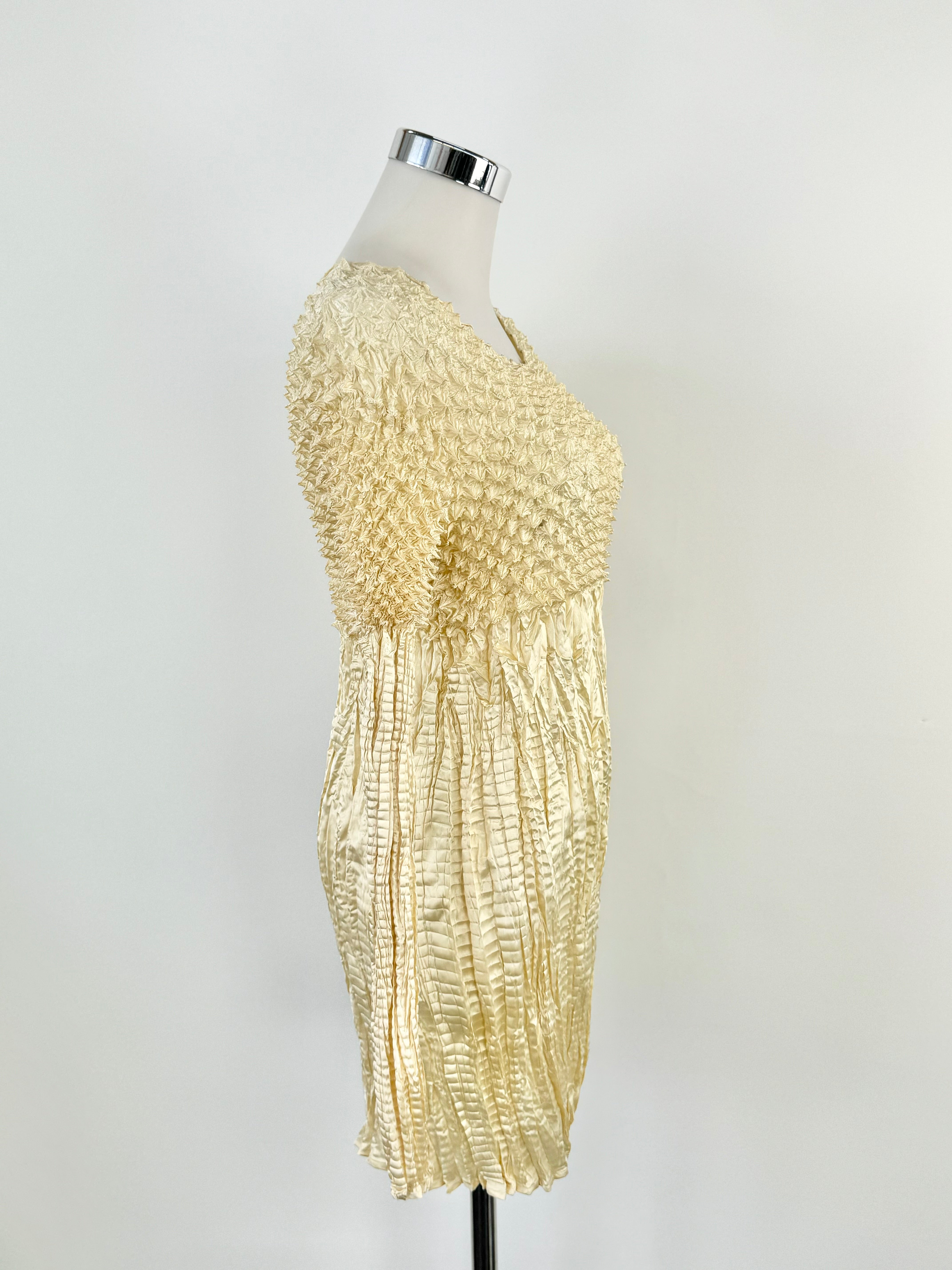 IYD Champagne Gold Metallic Pleated Dress - AU6/8