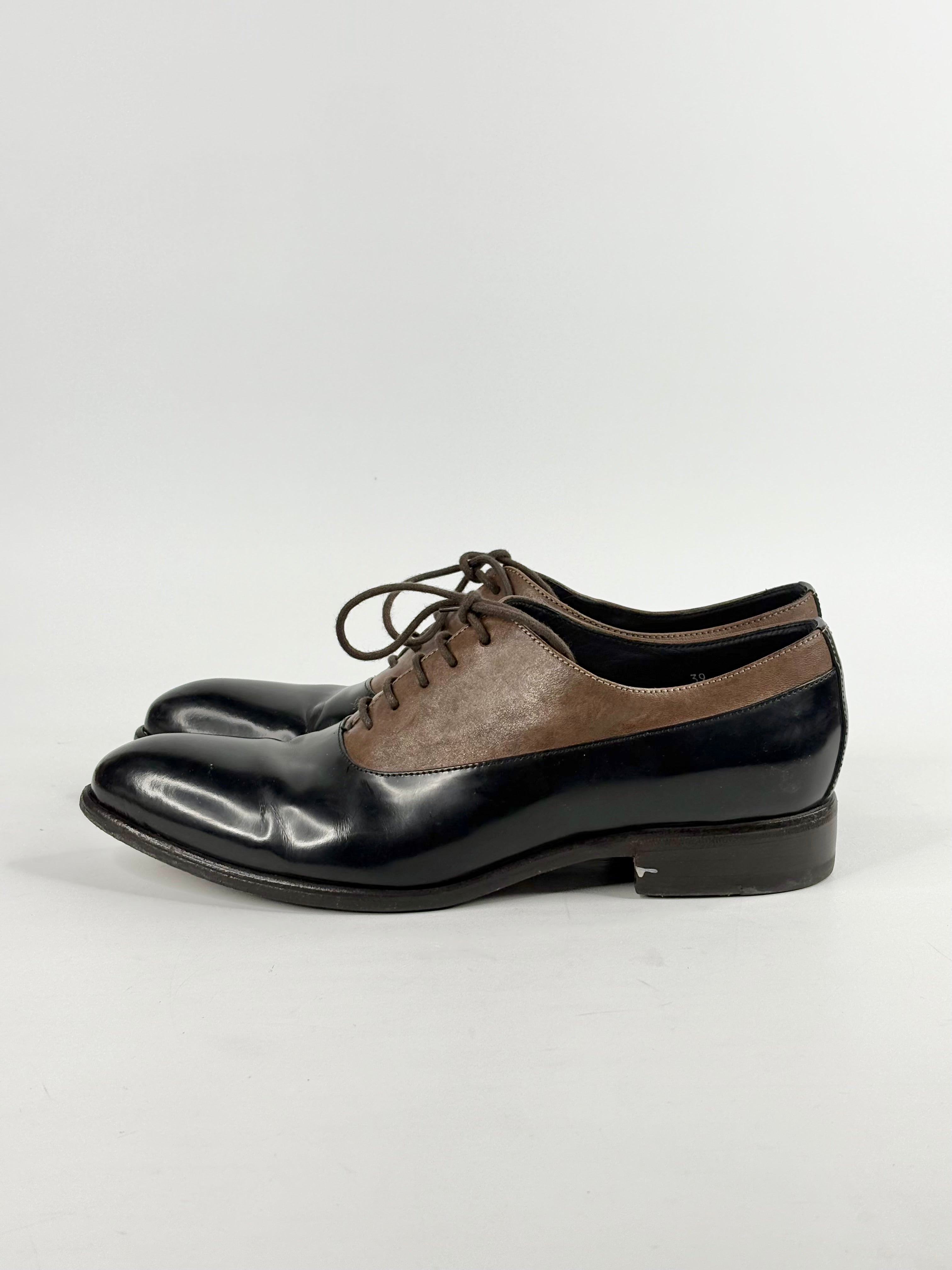 Henderson Baracco Black & Brown Leather Pointed-Toe Lace Ups - EU39