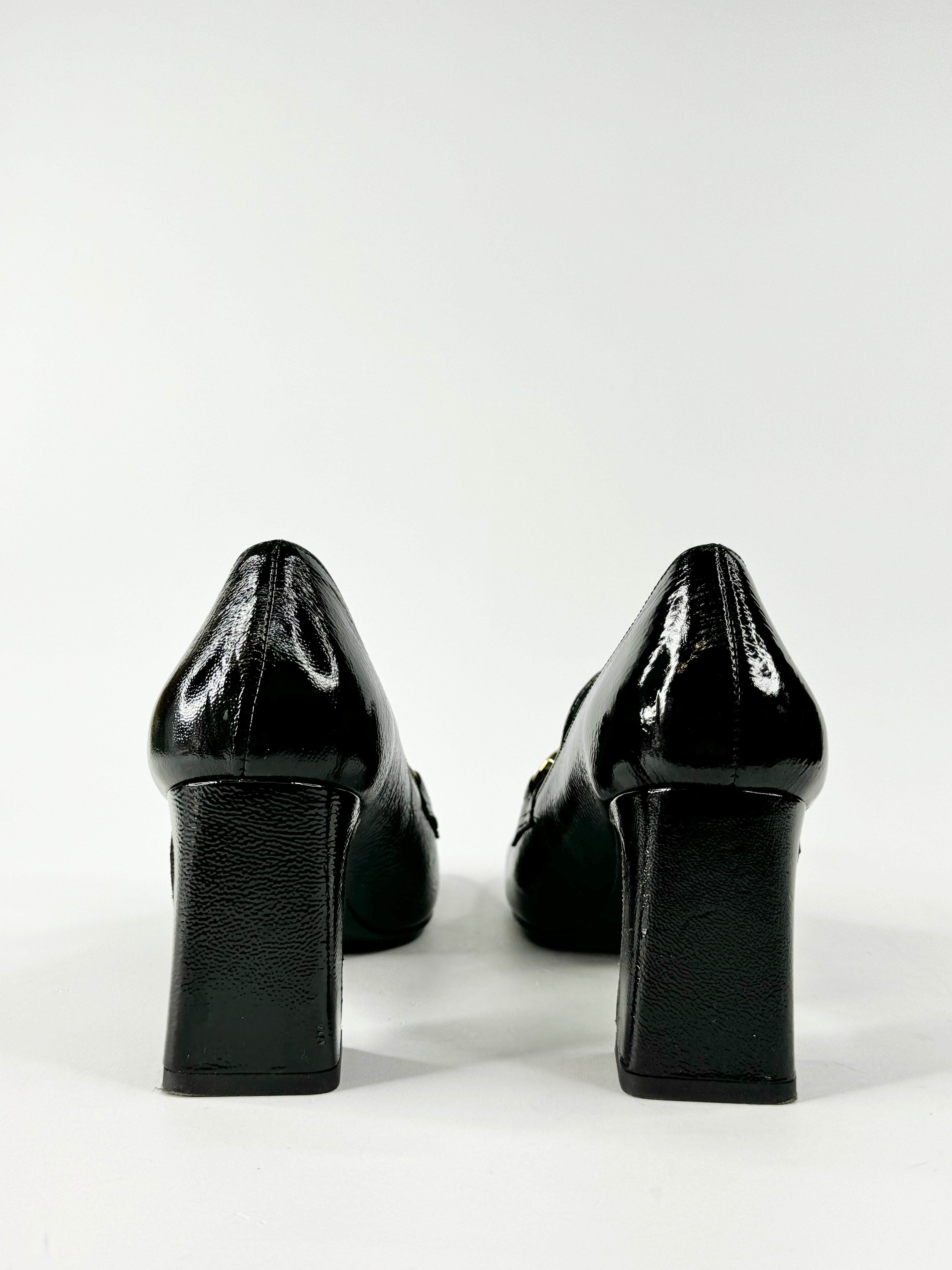 Milano Black Patent Leather Heeled Loafers - EU37.5